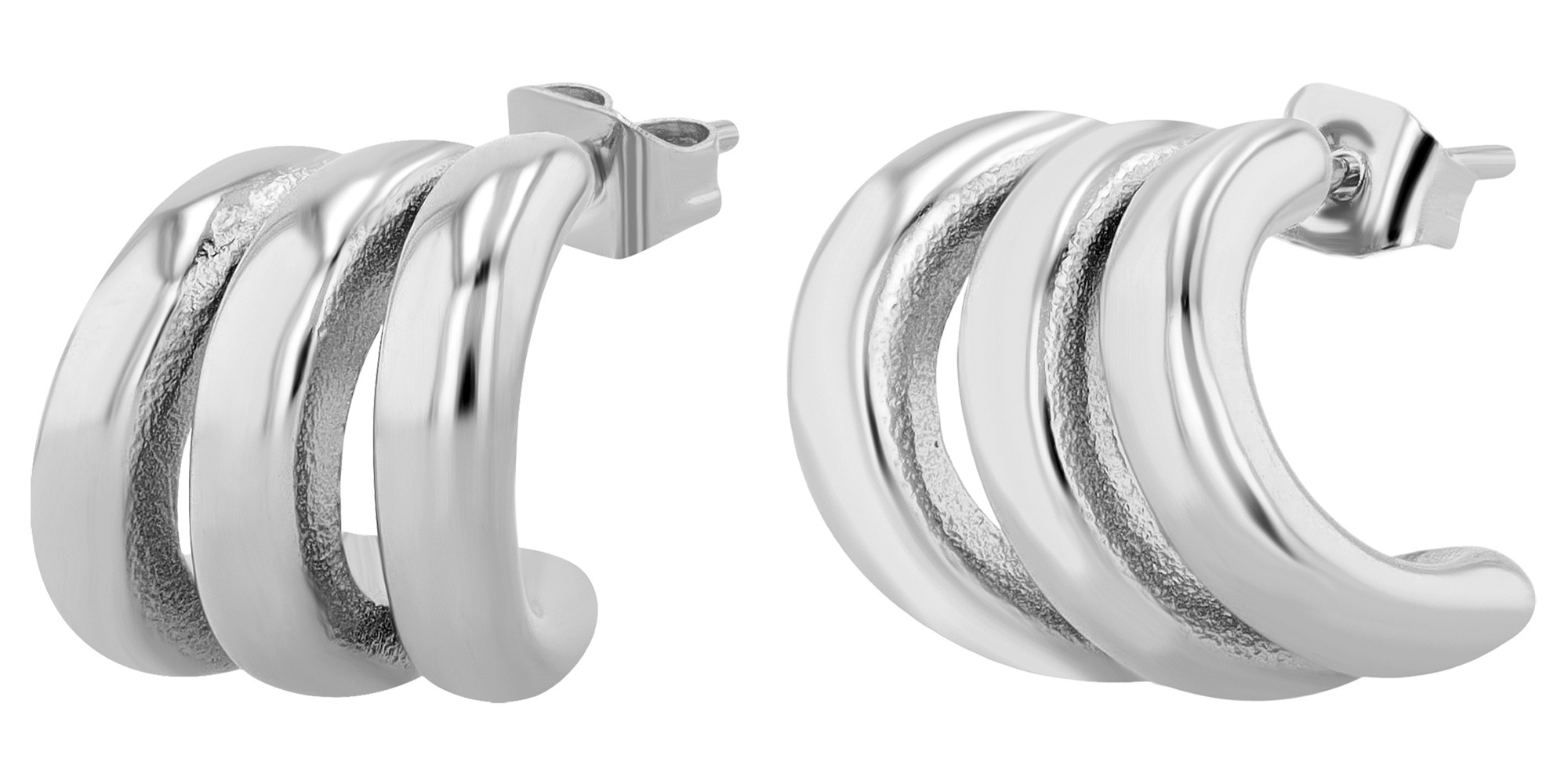 Adelia's Veerle Hoop Earrings Silver 2