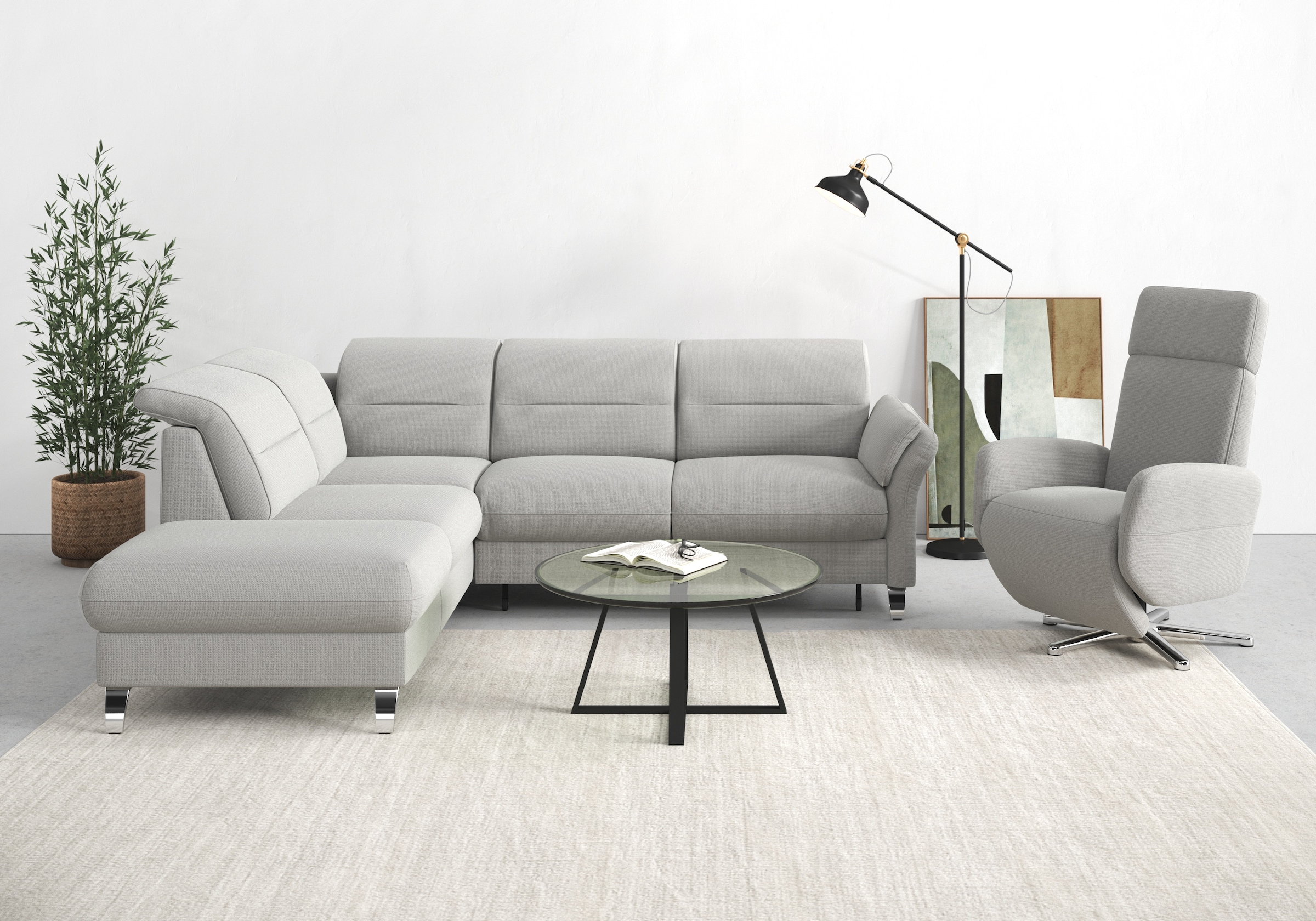 sit&more Ecksofa "Grenoble L-Form mit Federkern" wahlweise mit Bettfunktion günstig online kaufen