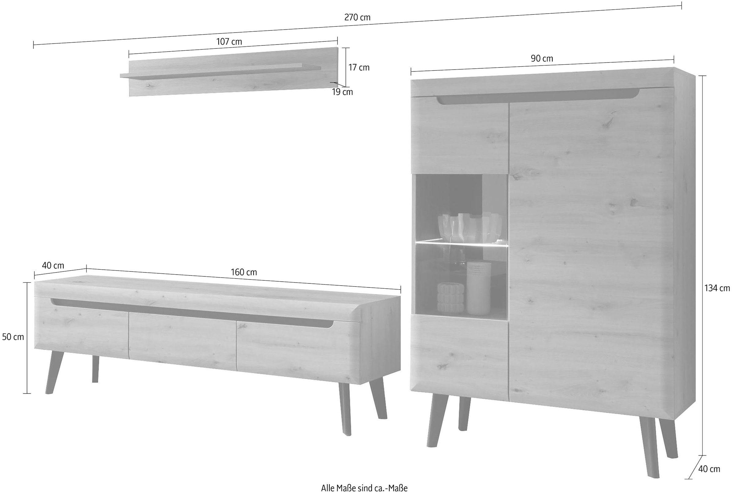 INOSIGN Wohnwand »Torge«, (Set, 3 St.)