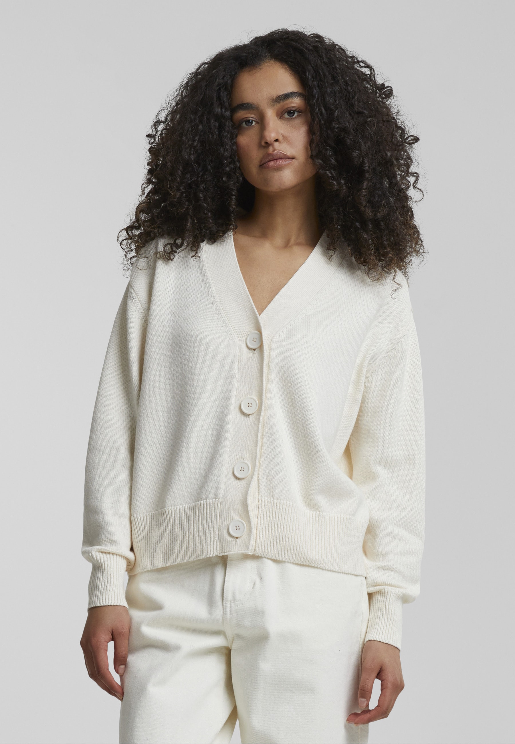 URBAN CLASSICS Strickjacke »Urban Classics Damen Ladies Rib Cardigan« 1 Stk.