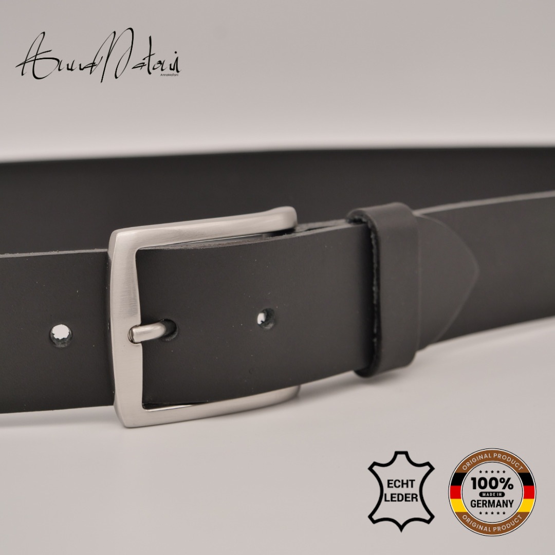 Ledergürtel ANNAMATONI "AnnaMatoni Ledergürtel Nord Ledergürtel Nord", Herren, Gr. TW100 - 115cm Gesamtlänge, schwarz (schwarz 790), 100% Leder, Gürtel Ledergürtel 2