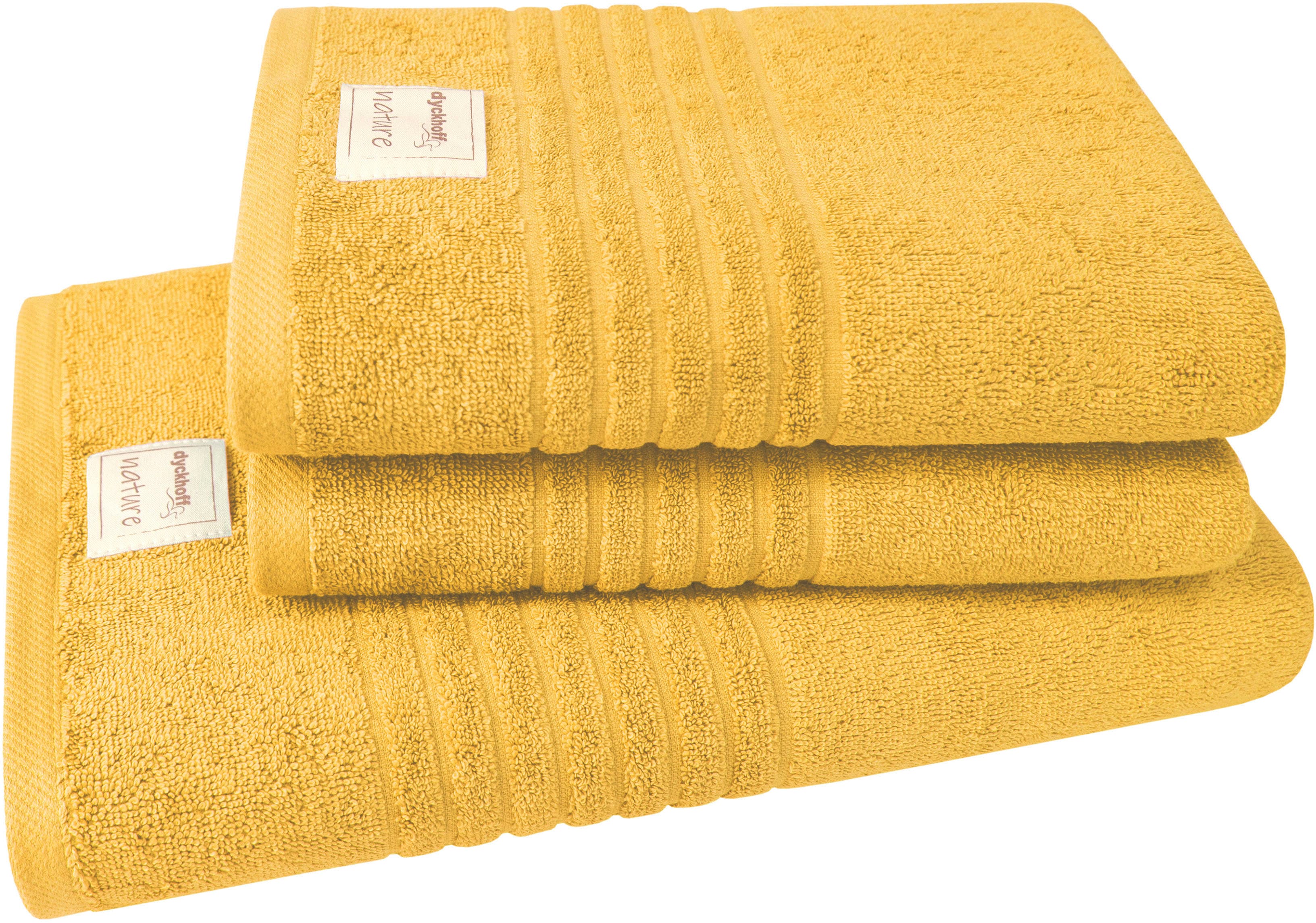 Dyckhoff Handtuch Set "Nature" Set 3 Stk. Frottier 3er Set: 2x Handtücher, je 50 x 100 cm & 1x Badetuch 70 x 140 cm