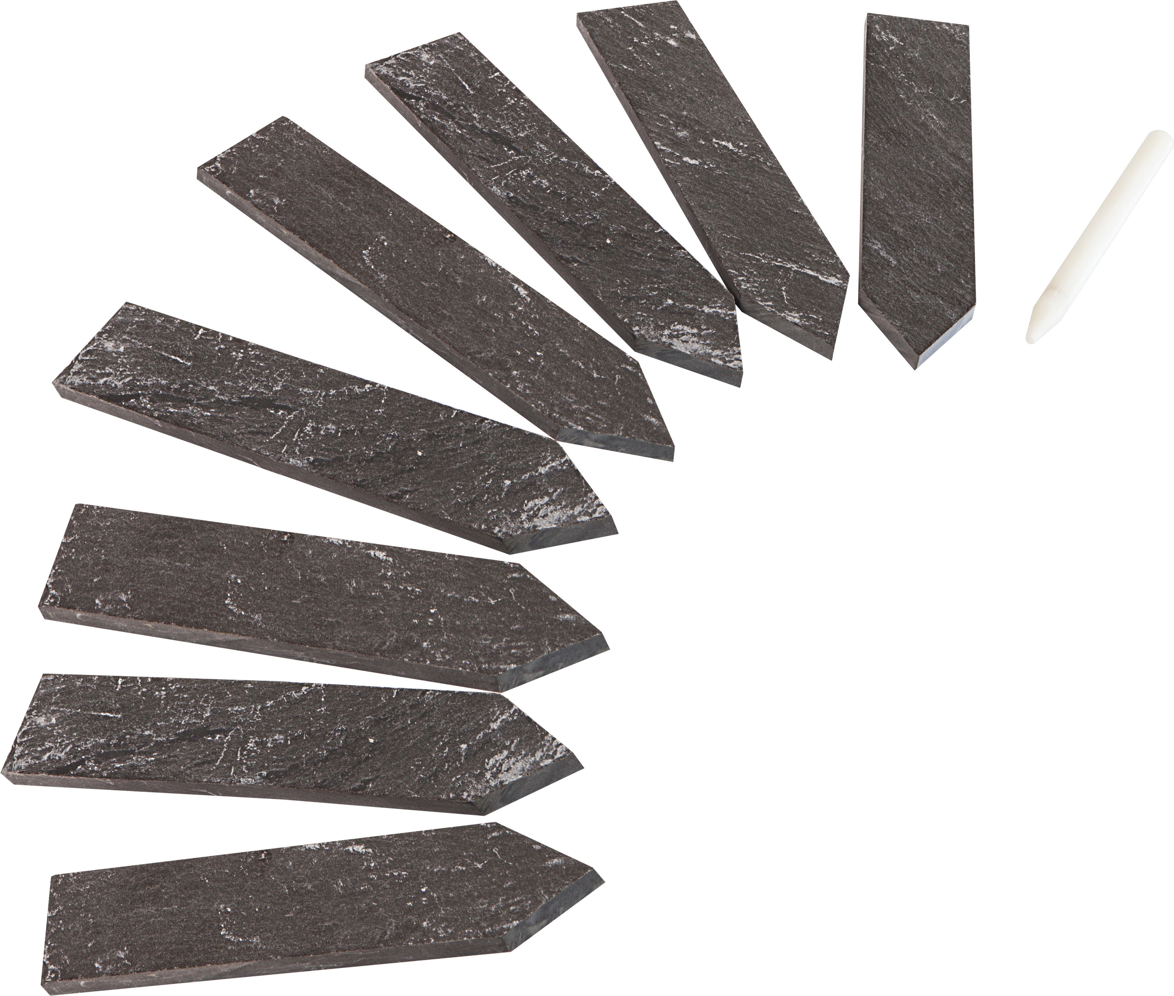 Windhager Gartenstecker "Pflanzenstecker aus Schieferschilder, Stecketiketten und Gartendeko" ideal für Beschriftung im Gemüse und Kräuterbeet, 8 Stück + 1 Kreide