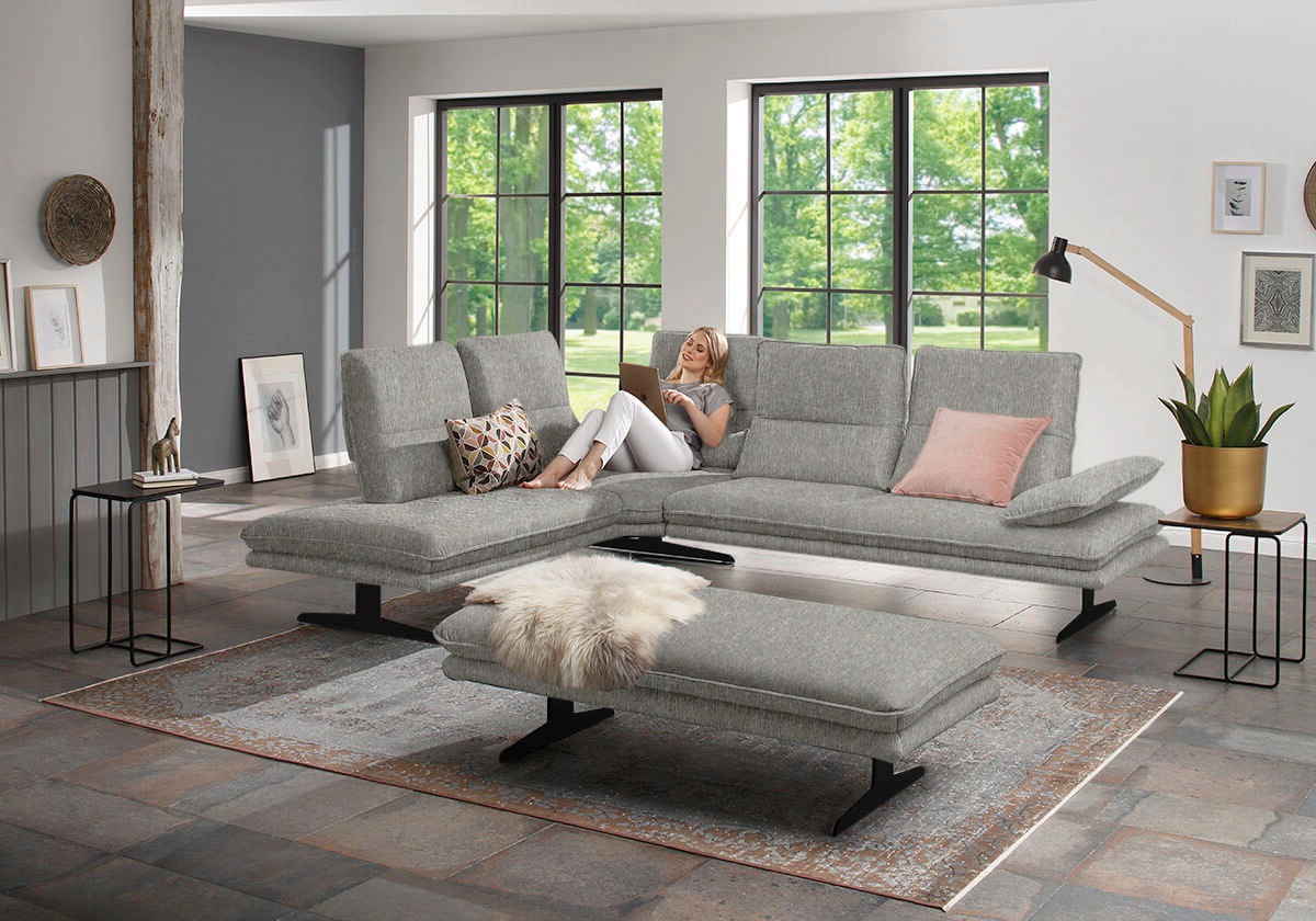 W.SCHILLIG Ecksofa »broadway, Designsofa, toller Sitzkomfort, zeitlos, elegant, L-Form«, Sitztiefenverstellung, Kopfteil- & Seitenteilverstellung, Breite 284cm