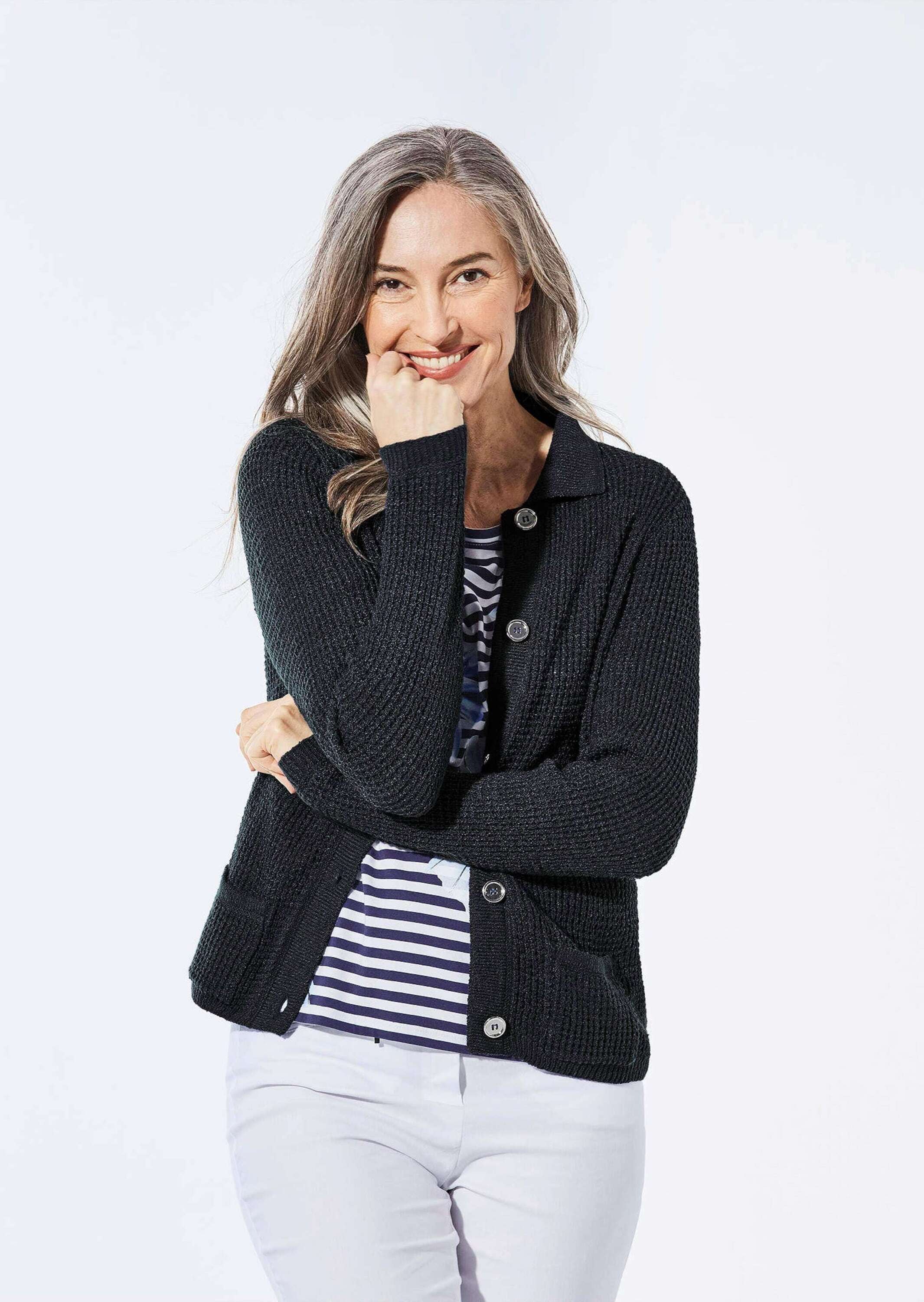 GOLDNER Strickjacke »Strickjacke Strickjacke mit Polokragen«