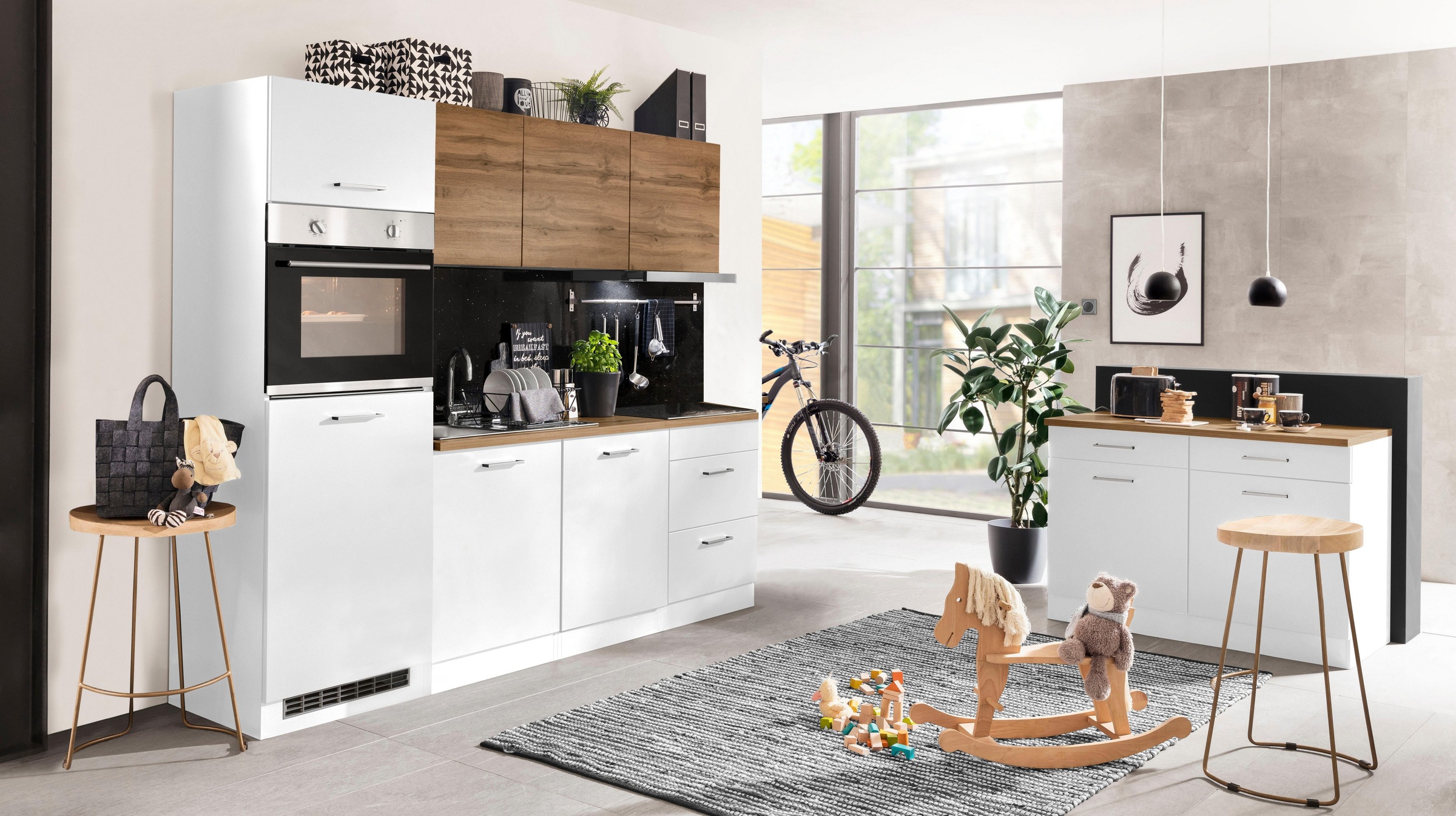 KOCHSTATION Küchenzeile »KS-Kehl«, mit E-Geräten, Breite 240 cm, inkl. Kühlschrank