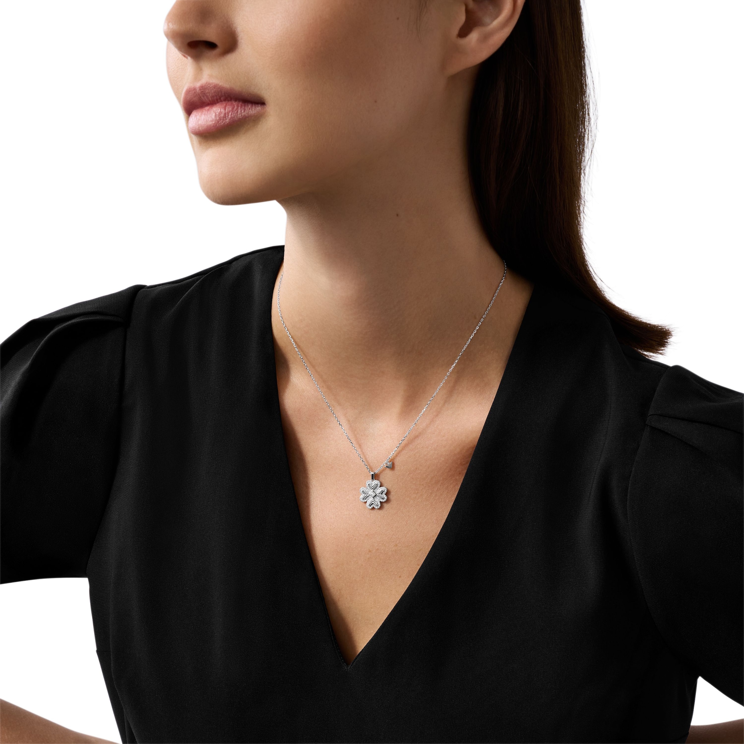 Emporio Armani Kette mit Anhänger »Schmuck Geschenk Silber 925 Kleeblatt, EG3607040«, mit Zirkonia (synth.)