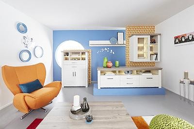 set one by Musterring Highboard »York«, Typ 13 und 14, mit Glastür und Schubkasten, 3 Farbvarianten, B 105 cm