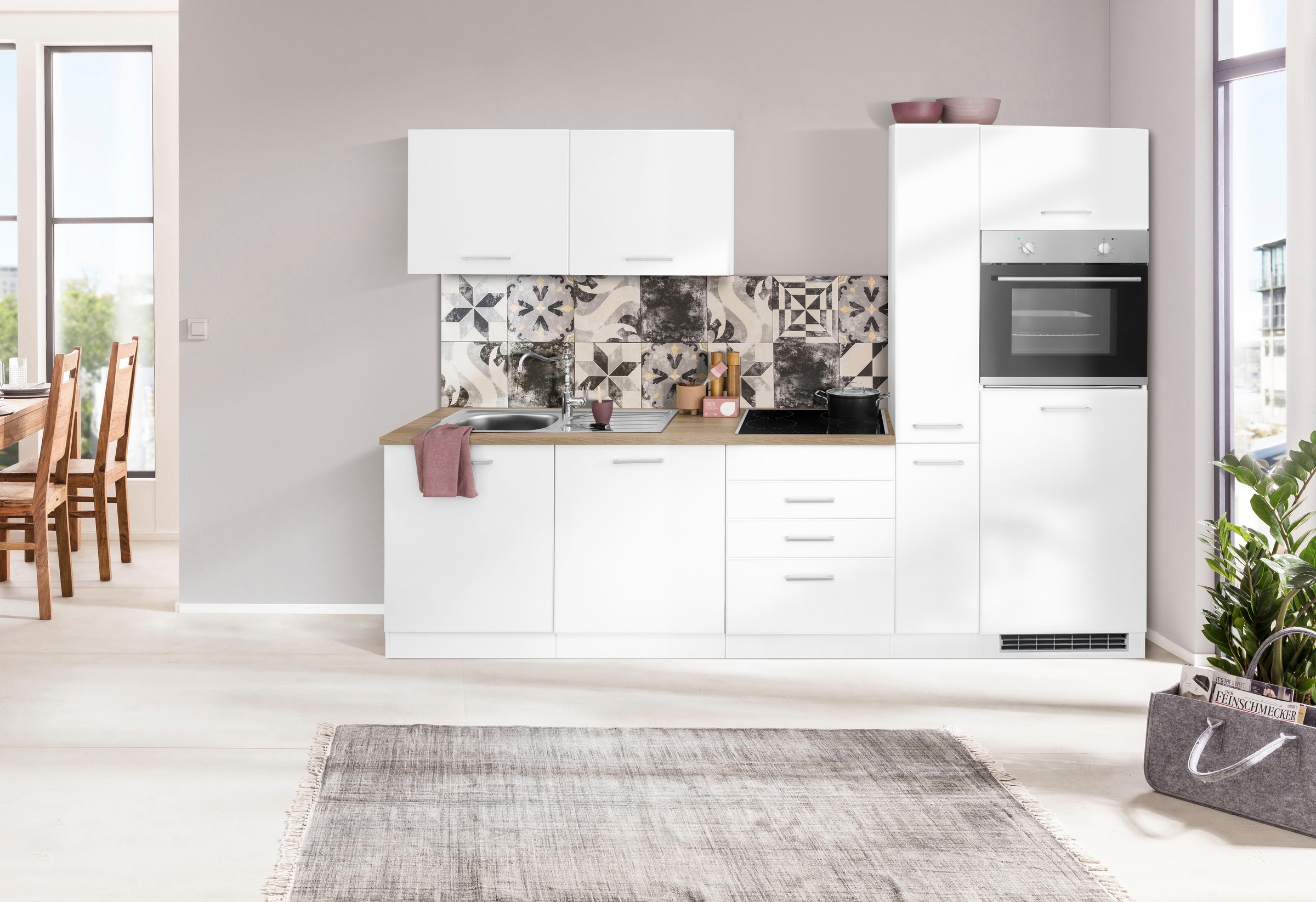 HELD MÖBEL Küchenzeile »Visby«, ohne E-Geräte, Breite 270 cm für Kühlschrank