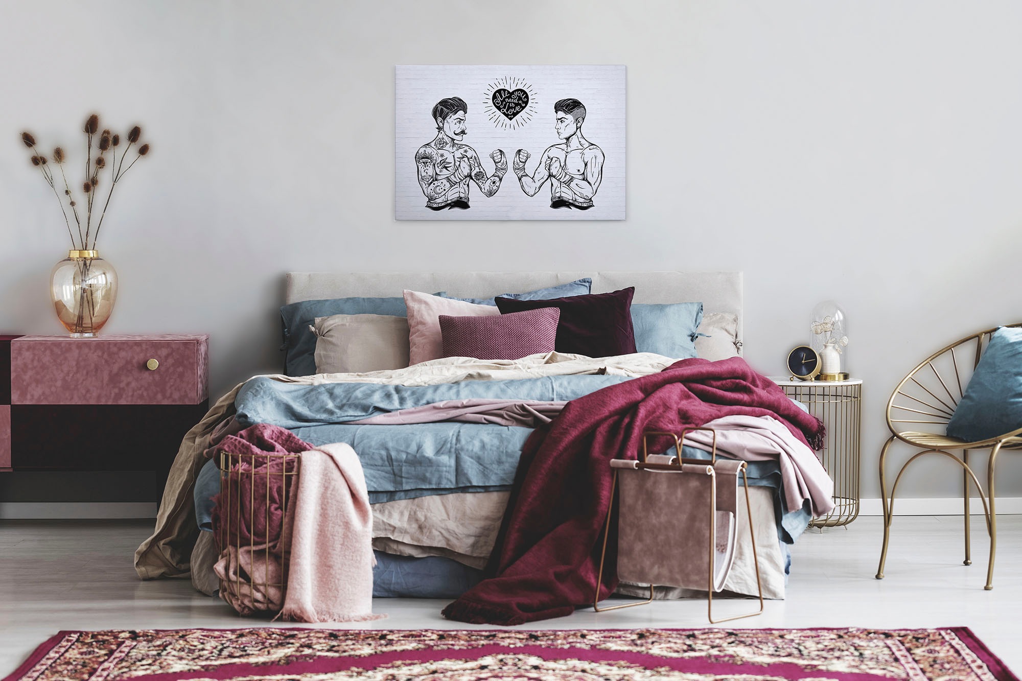 A.S. Création Leinwandbild »iconic«, Kunst-Modern-Kinder, (1 St.), Schwarz-Weiß Zeichnung Rockabilly Keilrahmen Leinwand-Bild Wohnzimmer