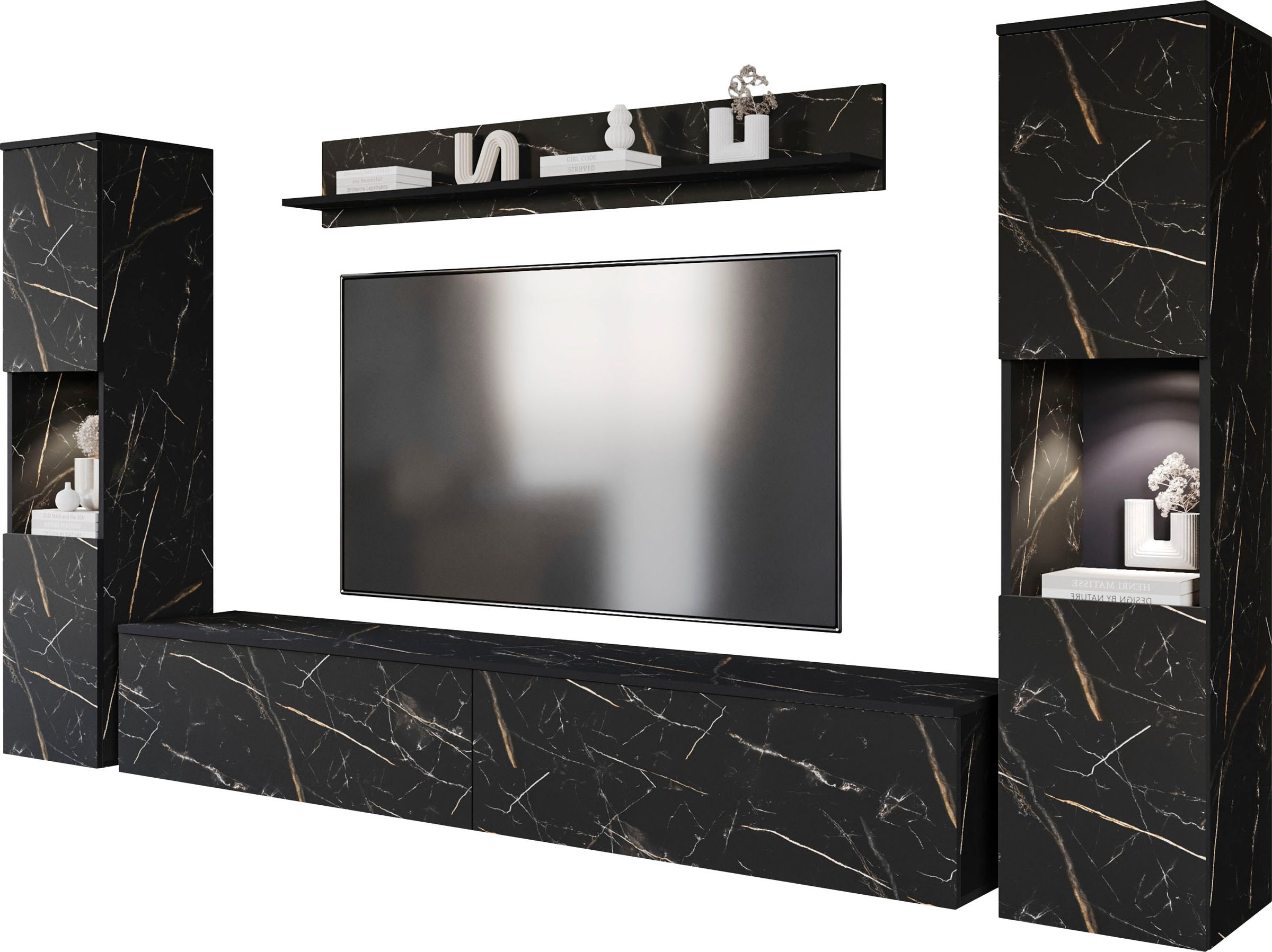 INOSIGN Wohnwand "PARIS, Vitrine Türanschlag links/rechts wechselbar" Kompl günstig online kaufen