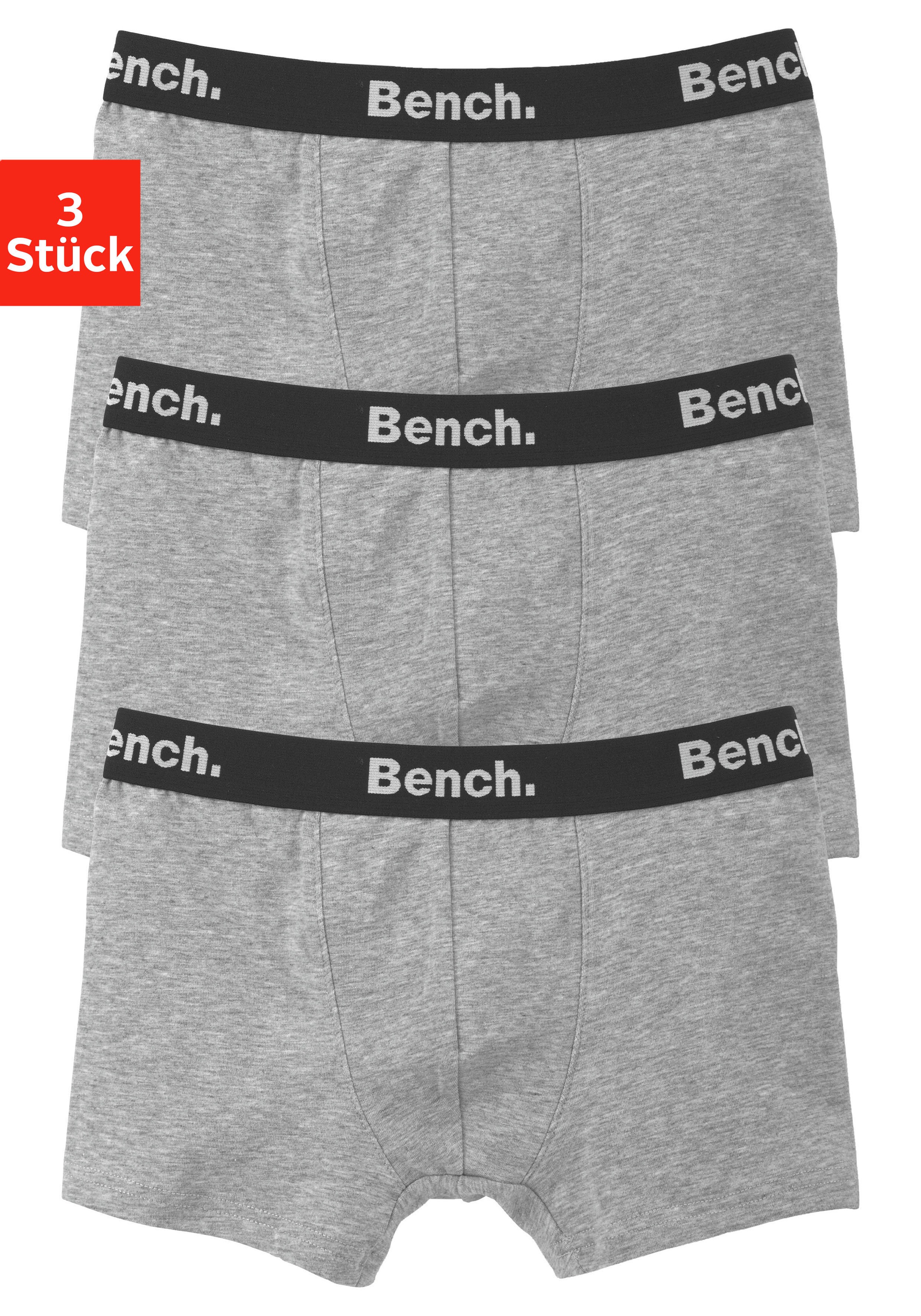 BENCH. Jungen Boxer "Boxershorts für Jungen", Gr. 134, grau, Jersey, Obermaterial: 92% Baumwolle, 8% Elasthan (LYCRA), unifarben, Unterhosen, mit