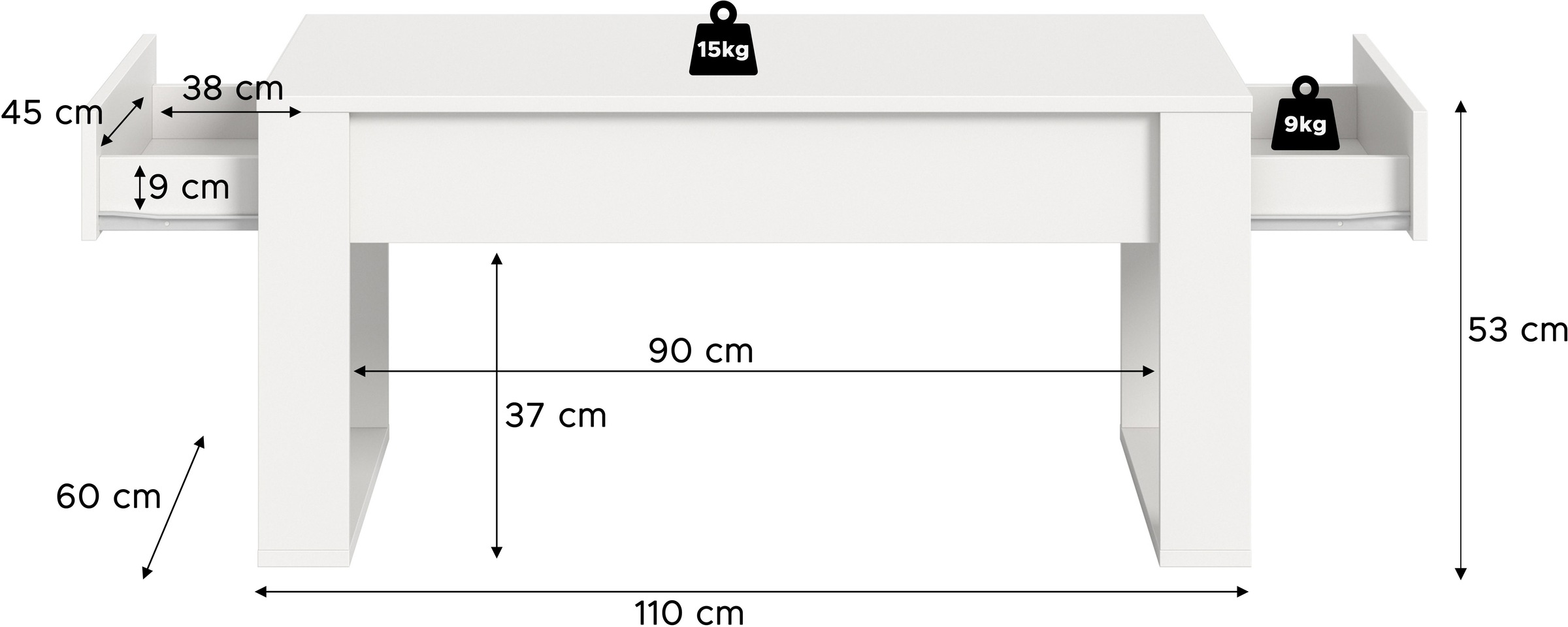INOSIGN Couchtisch »LÖMA, Breite 110 cm, inkl. 2 Schubkästen, mit Kufengestell«, Beistelltisch, Tisch, Coffeetable, Wohnzimmertisch