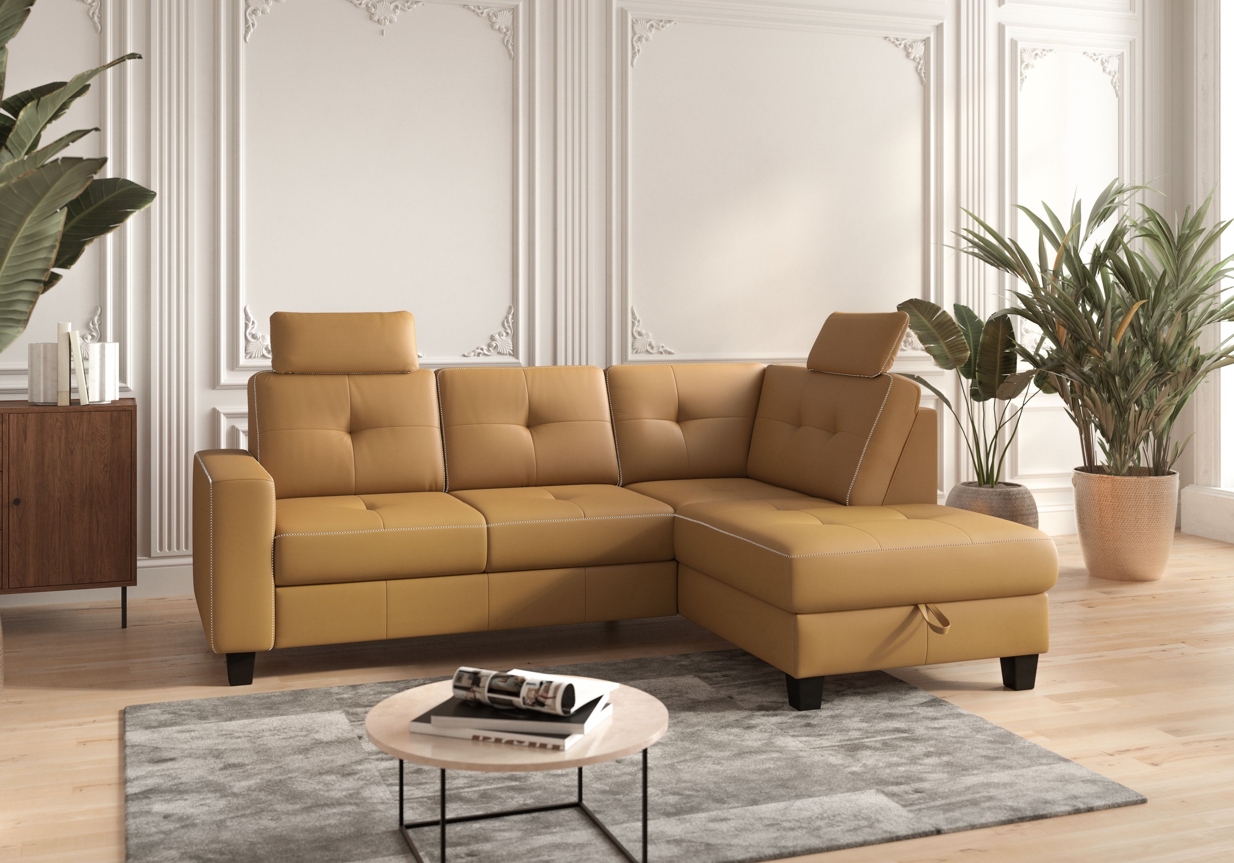 Places of Style Ecksofa »Varese«, wahlweise mit Bettfunktion und Bettkasten