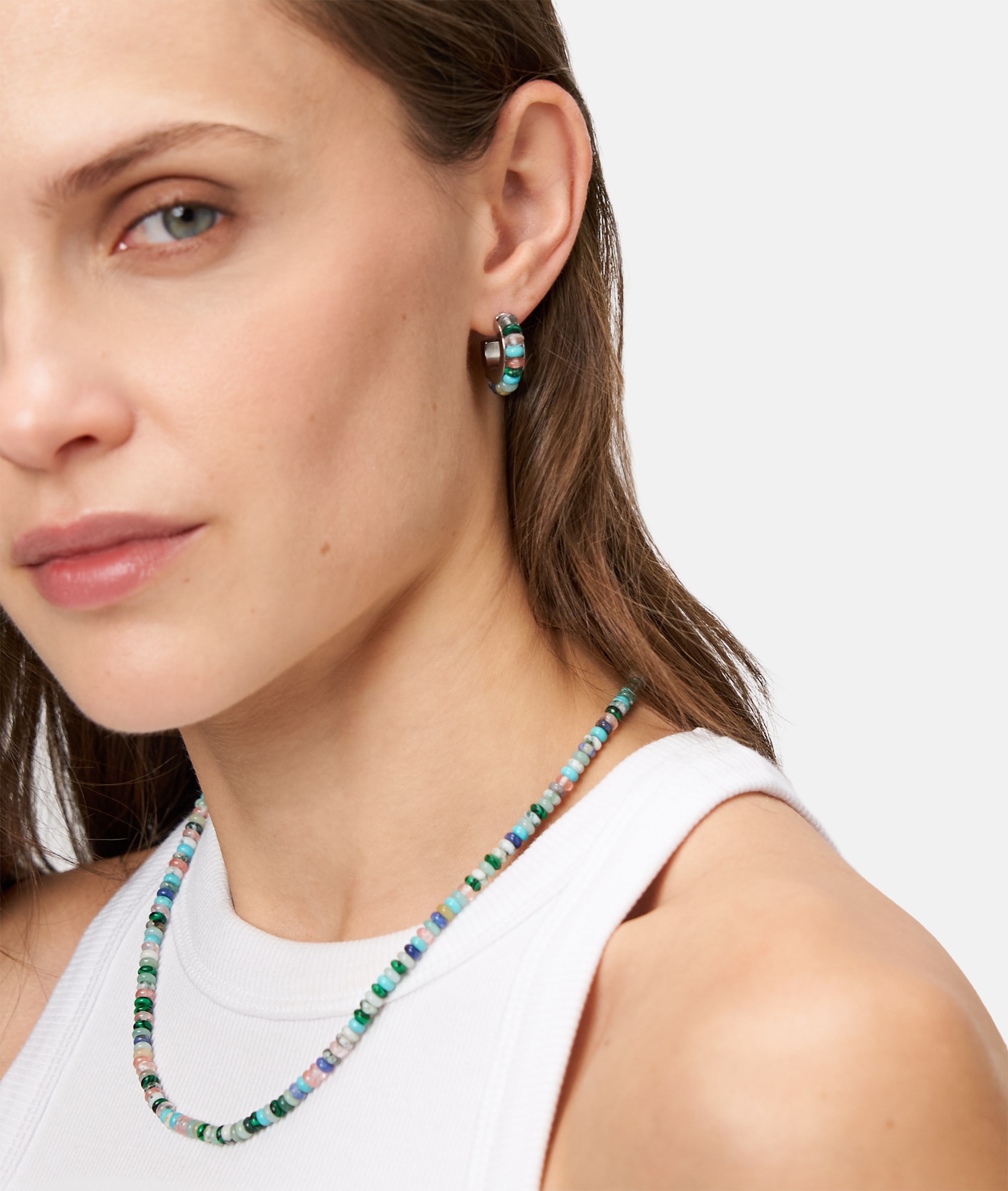 Tamaris Charm-Kette »Schmuck Geschenk Edelstahl Halskette All About Beads«, mit Naturstein