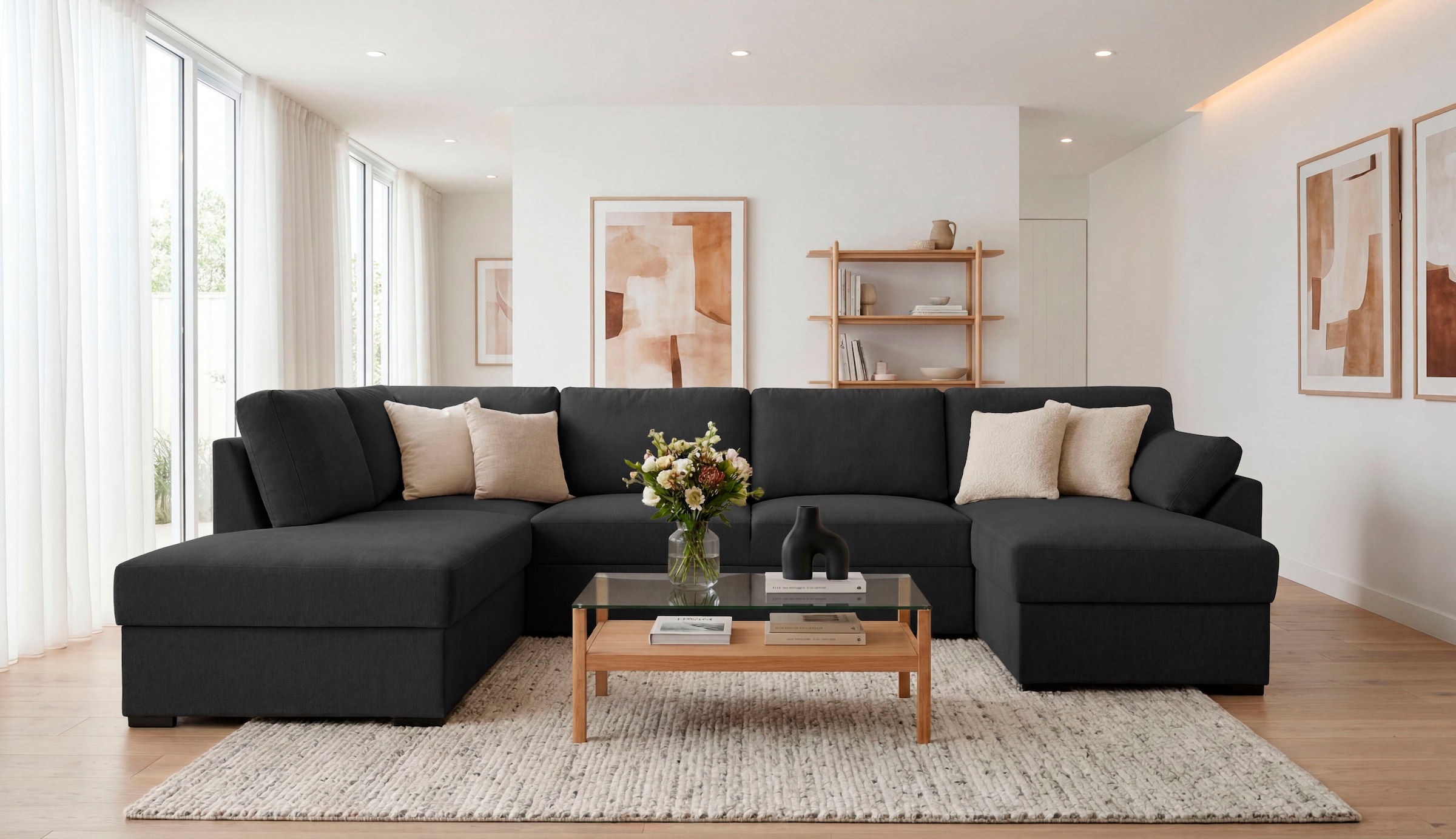 OTTO home Wohnlandschaft "Citry" Breite 309 cm, Chenille, Bettfunktion, Bettkasten, U-Form