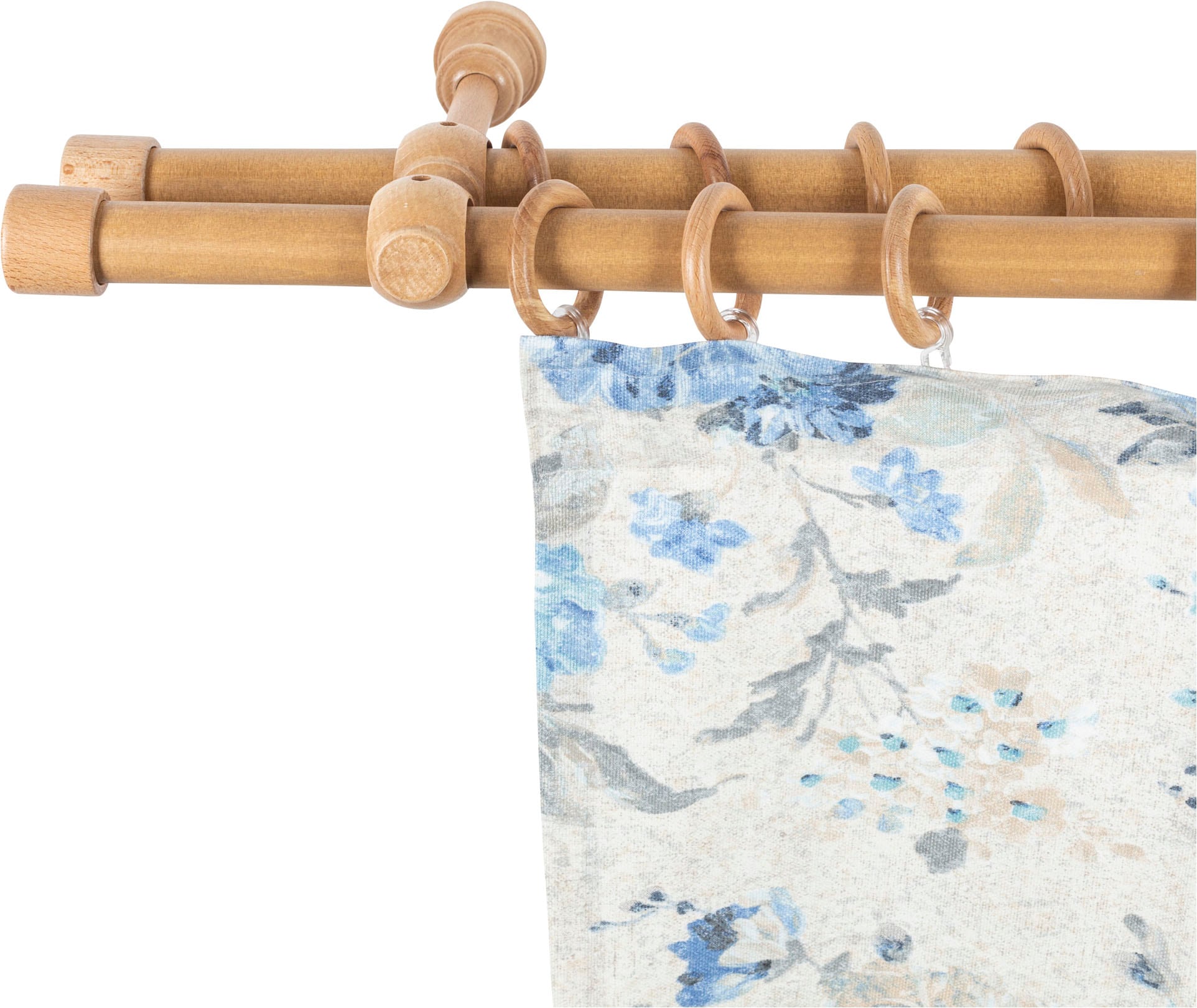 SN DECO GROUP Gardinenstange "Cafiro" 2 läufig-läufig Fixmaß 28 mm, Holz, verschiedene Längen und Farben, Komplettset