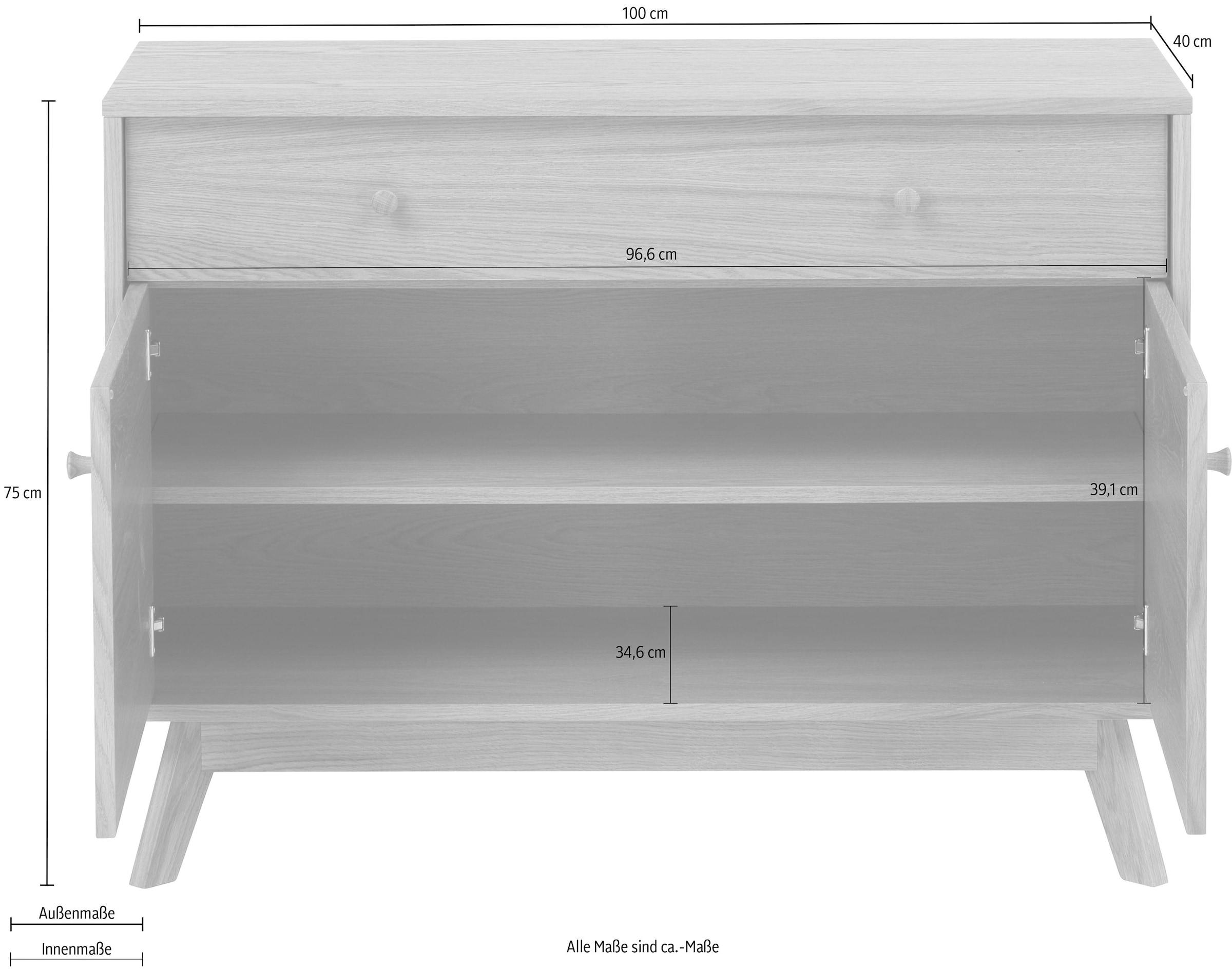 Woodman Sideboard »Bjórgvin«, Breite 100 cm, im schlichten skandinavischen Design