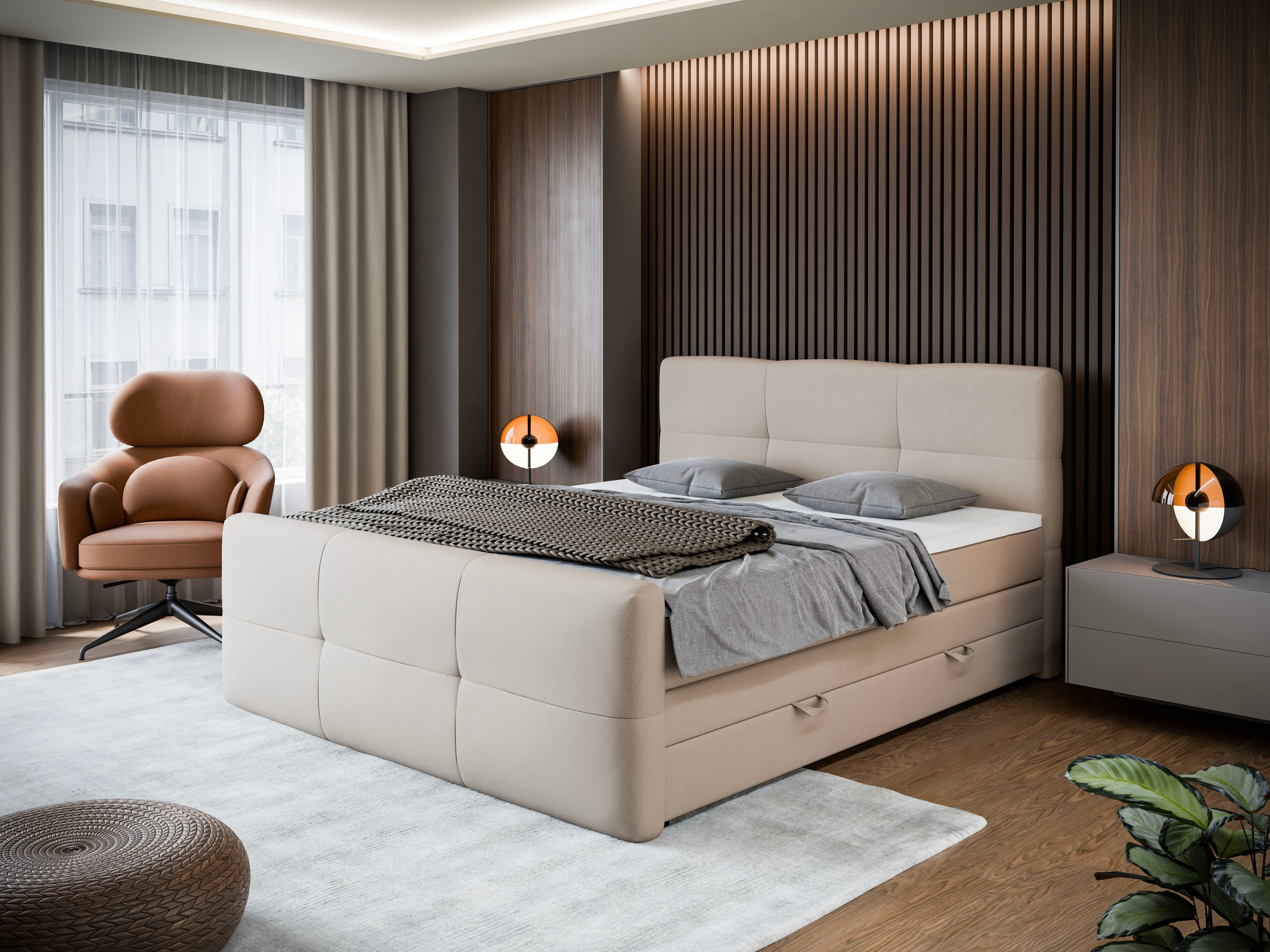 FORTE Boxspringbett "STAR erhältlich in den Breiten 140cm, 160cm & 180cm, inkl. Bettkasten" inkl. Fußteil, erhältlich in verschiedenen Farben