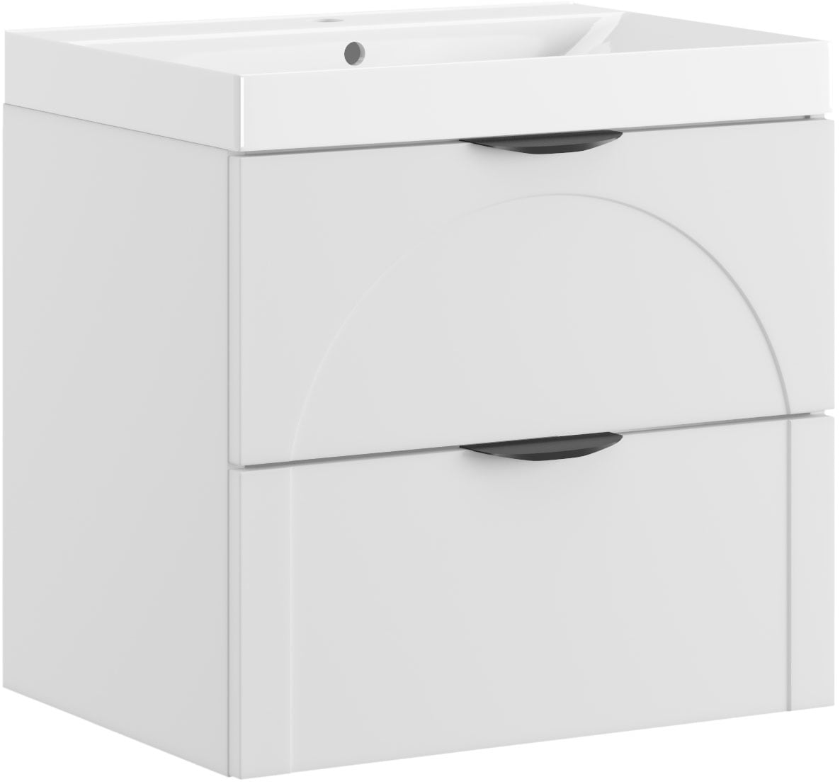 welltime Waschtisch »FLOW CIRCLE mit Waschbecken, Breite 60 oder 80cm, modernes Design« Schrank mit 2 Schubladen, Soft-Close-Function, in 2 Breiten erhältlich