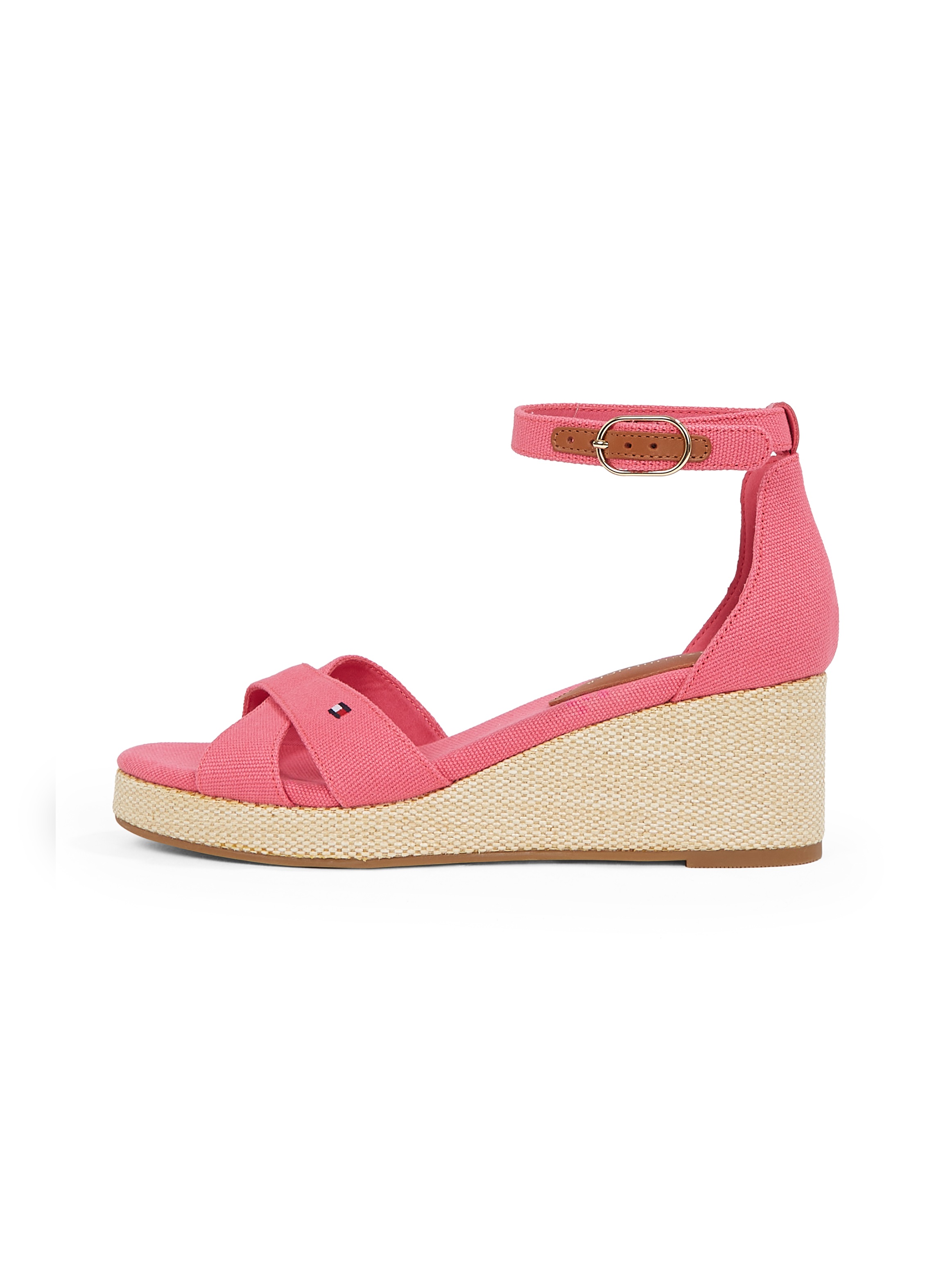 Tommy Hilfiger Keilsandalette »FLAG CRISS-CROS MID WEDGE ESPAD«, Riemchensandale, Sommerschuh mit verstellbarer Schnalle