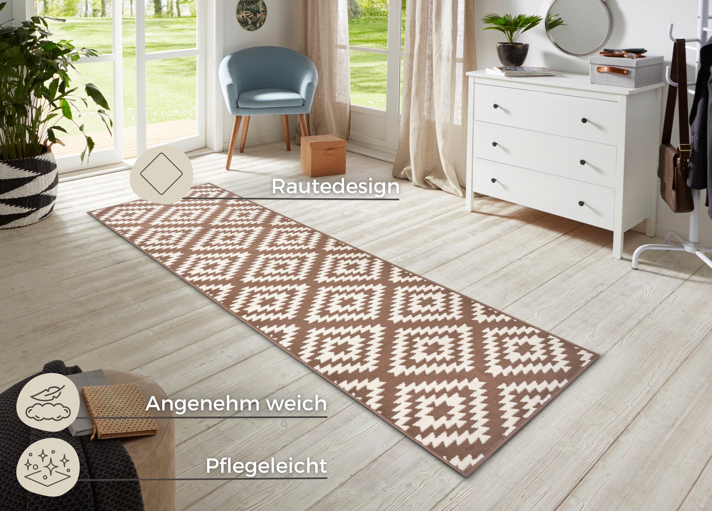 HANSE Home Läufer »Nordic«, rechteckig, Kurzflor, Raute, Teppich, Weich, Esszimmer, Kinderzimmer, Flur, Modern