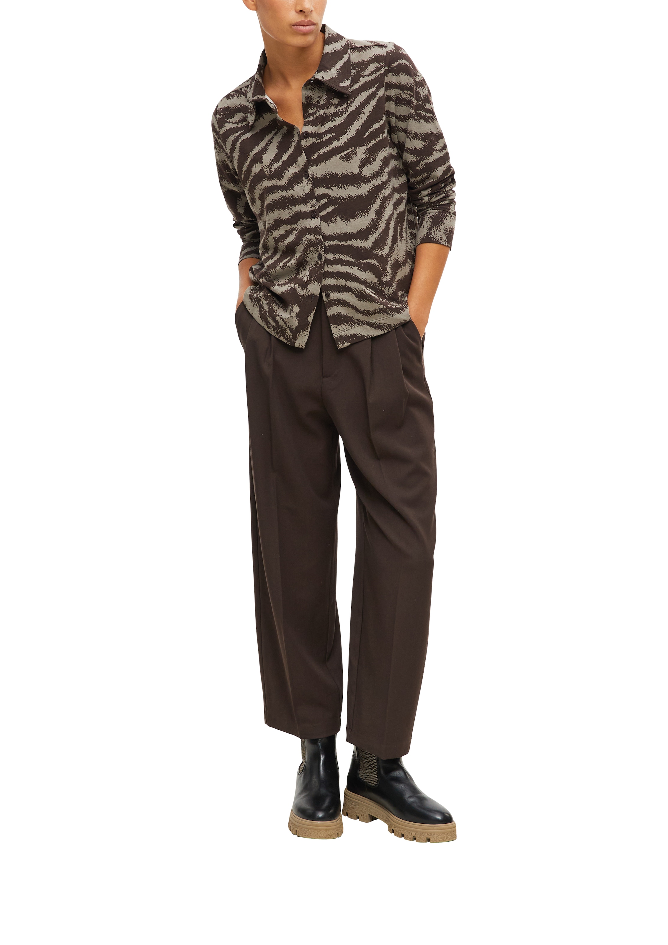 s.Oliver Langarmbluse mit Animal-Print / Stretch / Langarm