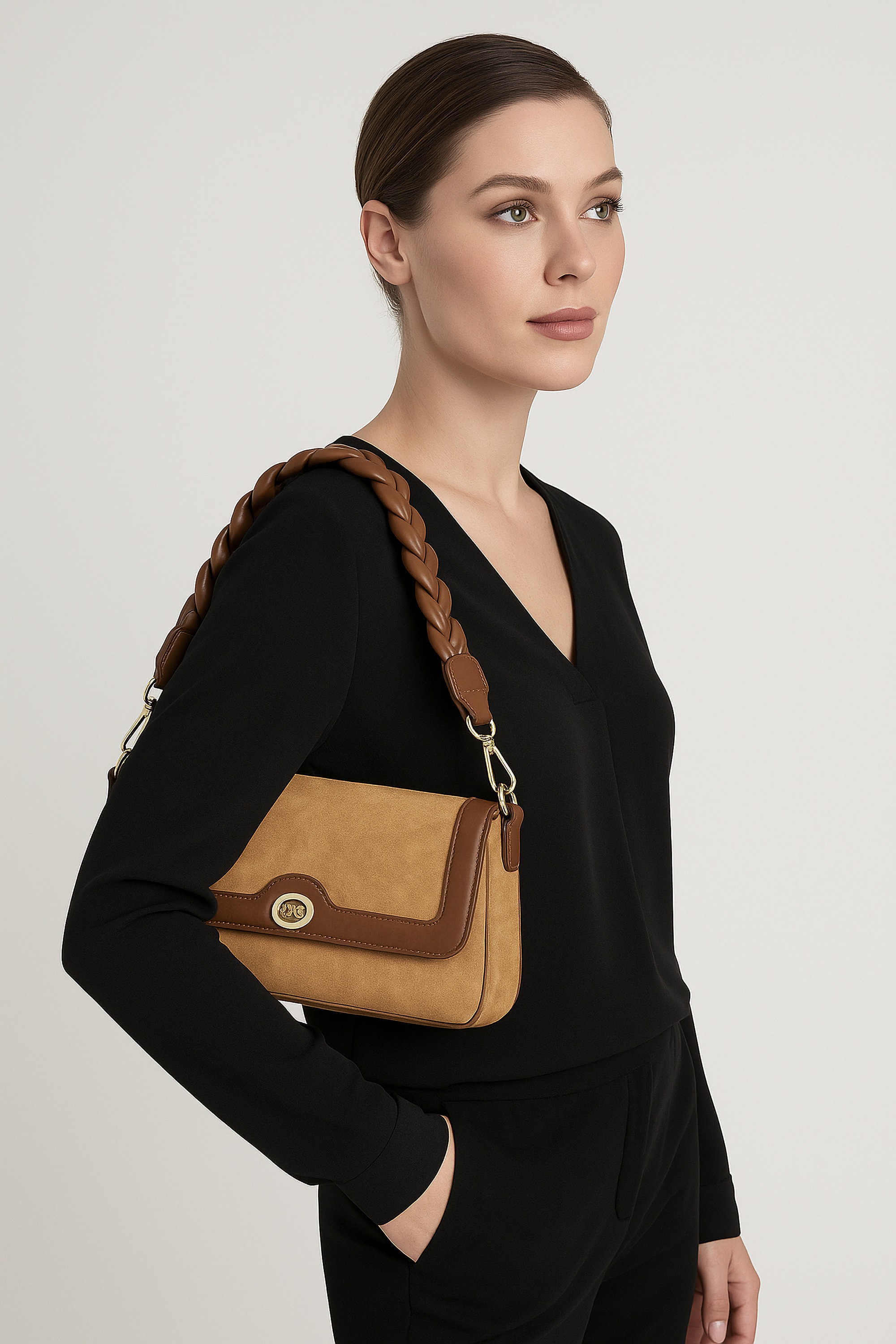 COLLEZIONE ALESSANDRO Schultertasche »Brown« mit Flechtung
