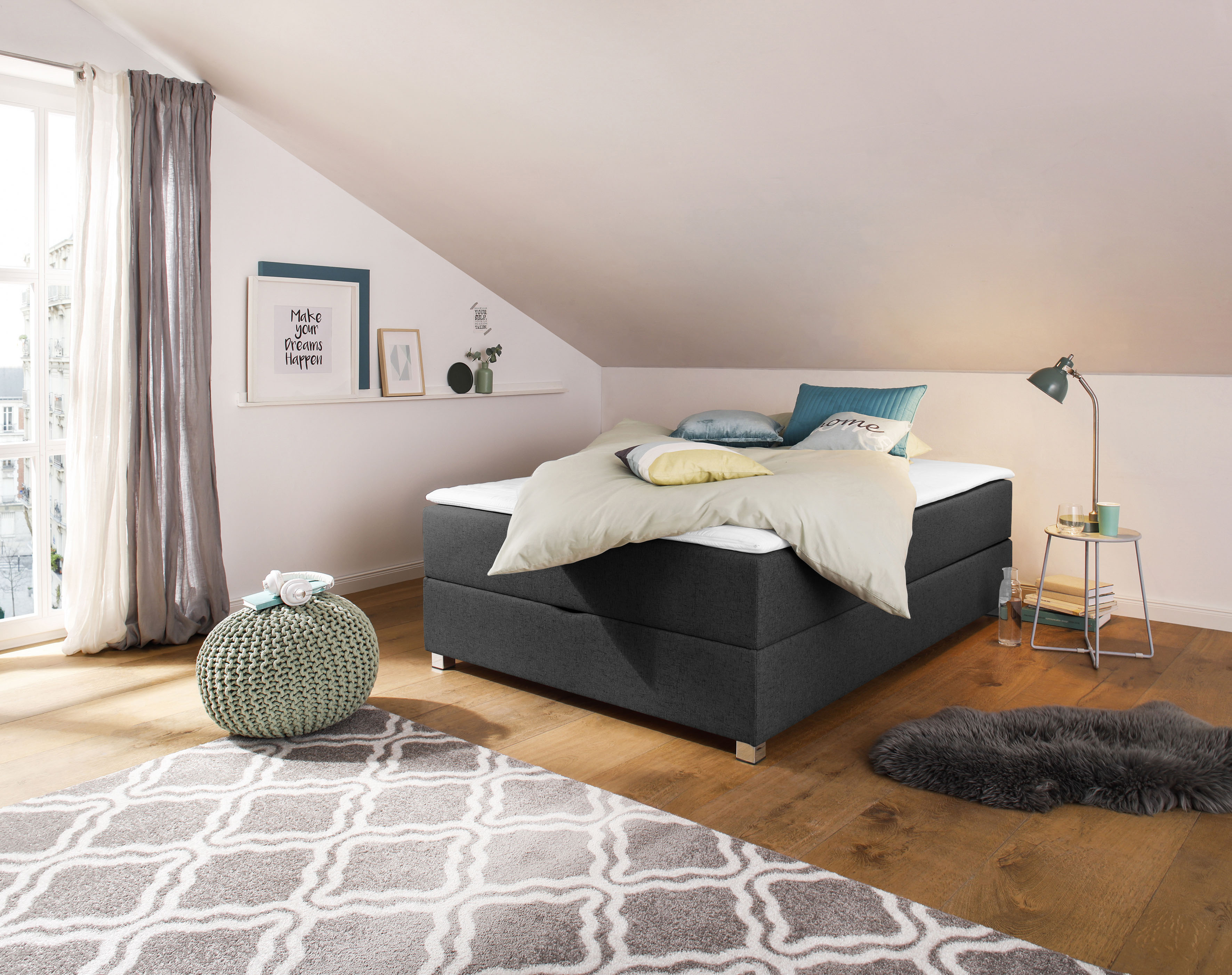 Home affaire Boxbett "Alexis" ohne Kopfteil - ideal für Räume mit Dachschrägen; in 4 Breiten