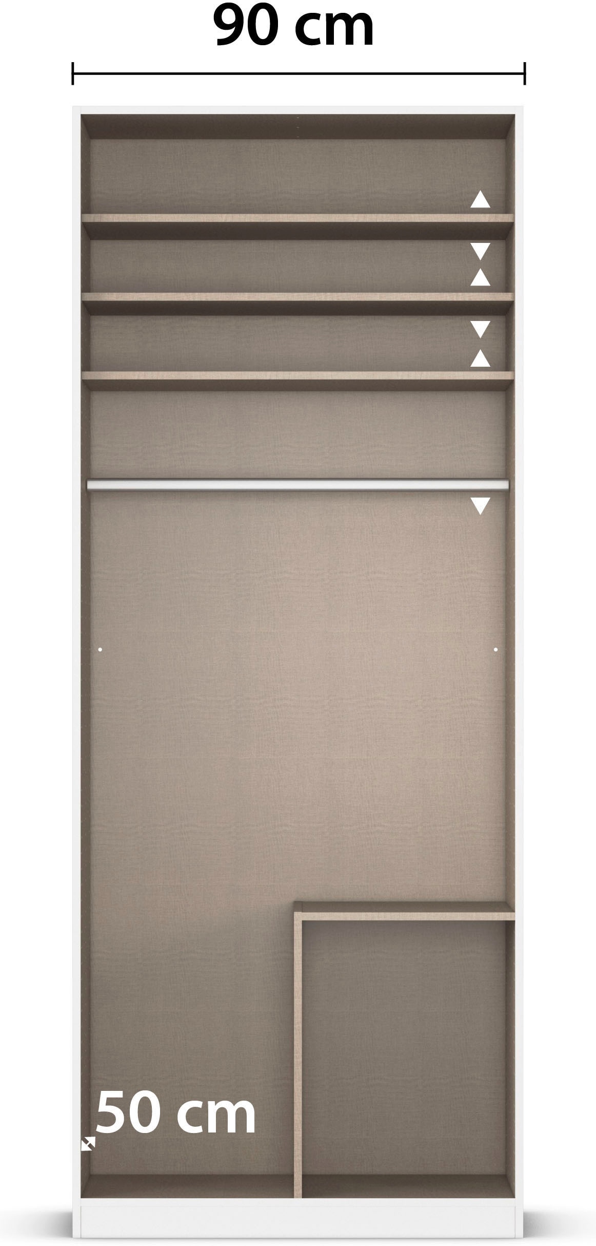 OTTO home Drehtürenschrank »Kleiderschrank Schrank Garderobe AGORDO mit Dekor- oder Hochglanzfront« in zwei Griff-Farben, Breite 91 cm,  mit Außenschubkästen, Serie in 7 Breiten und 2 Höhen MADE IN GERMANY