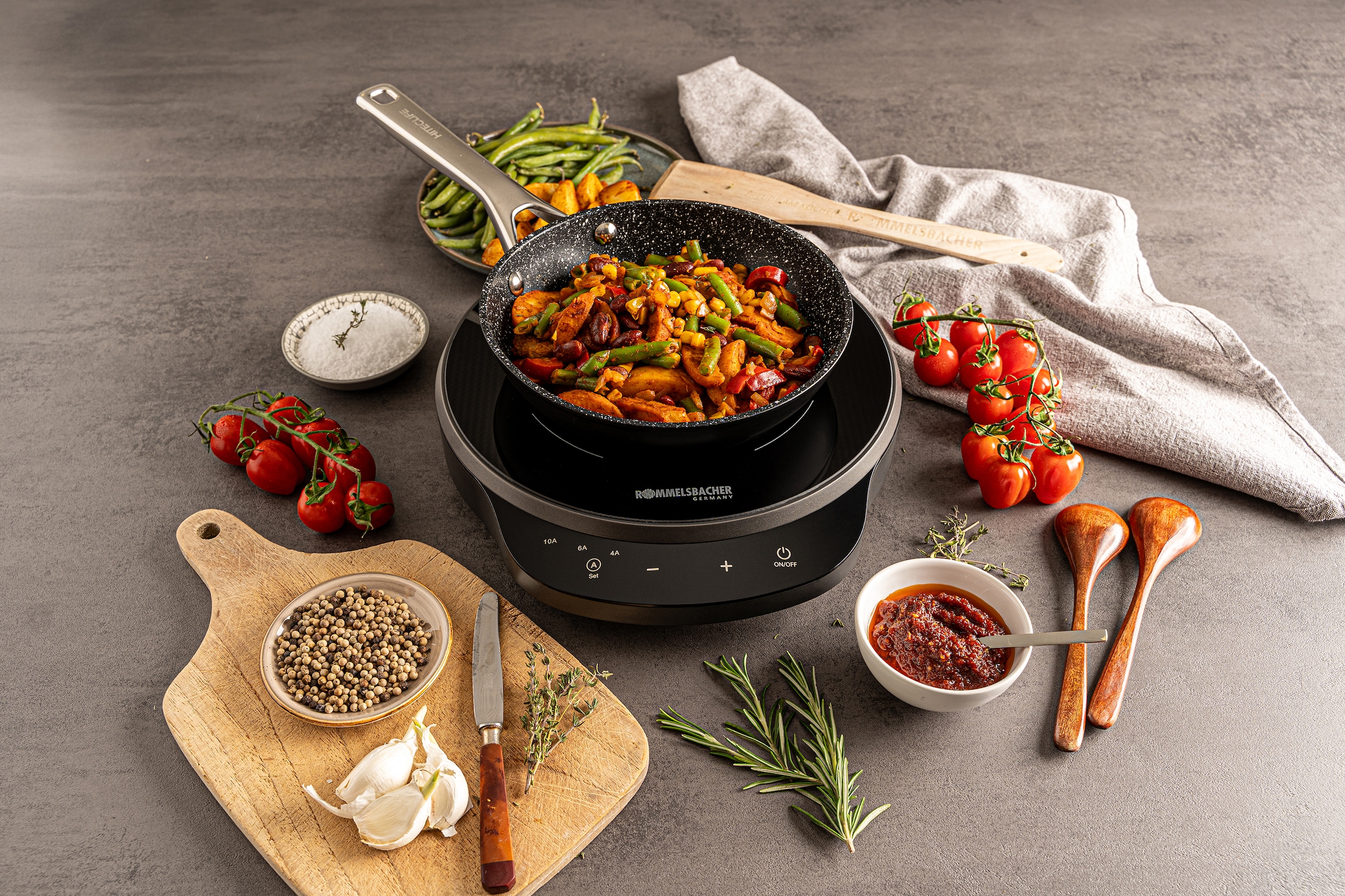 Rommelsbacher Einzel-Induktionskochplatte »CTA 1800/IN Induktion - für bedarfsgerechte Strom-/Leistungsbegrenzung« POWER Switch: bedarfsgerechte Strom-/Leistungsbegrenzung