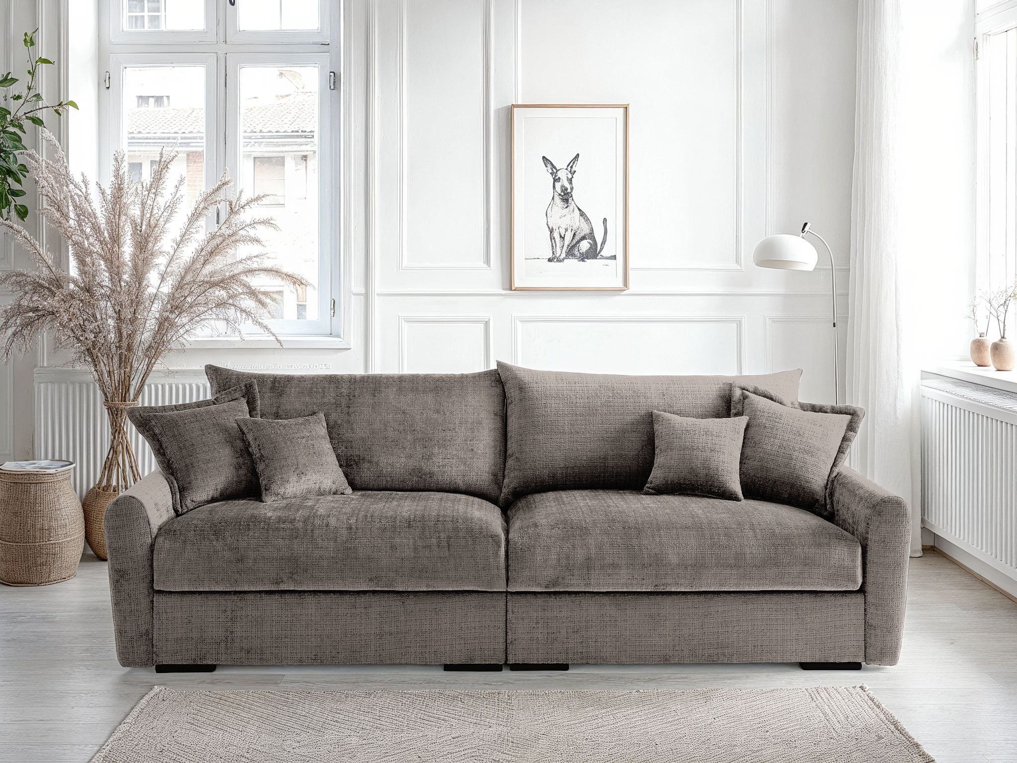 Home affaire Big-Sofa "Finca XXL, B: 247 cm" 4 Zierkissen, Mega-Sofa, in Cord oder Chenille-Struktur, Federkern