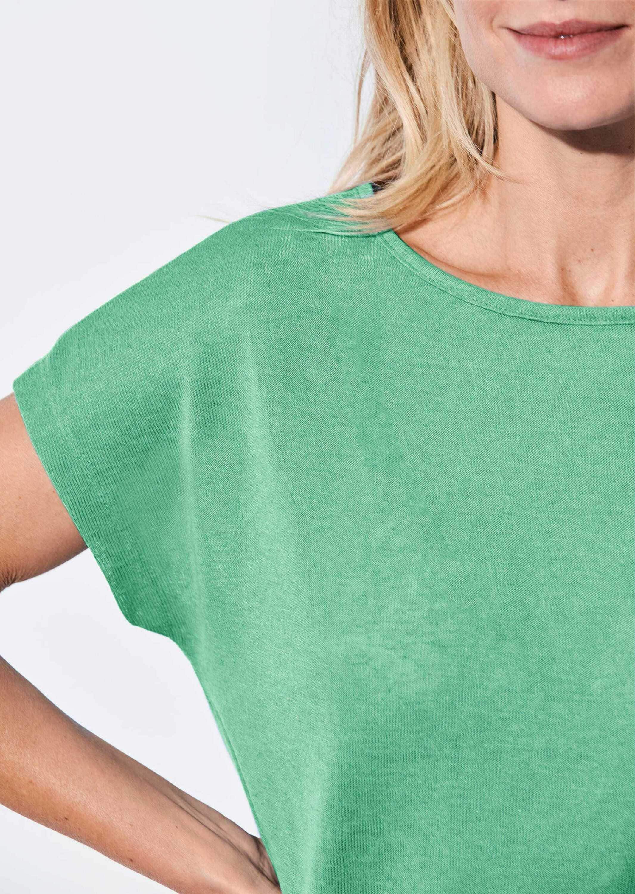 GOLDNER Kurzarmshirt »Shirt Shirt in Leinenoptik«