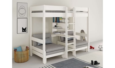 Etagenbett »"HENNE XL ",Stockbett, Triple-Bett,Raumwunder,mit Regal für Stauraum«, 3...