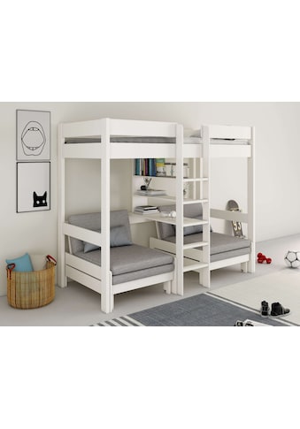 Etagenbett »"HENNE XL ",Stockbett, Triple-Bett,Raumwunder,mit Regal für Stauraum«, 3...