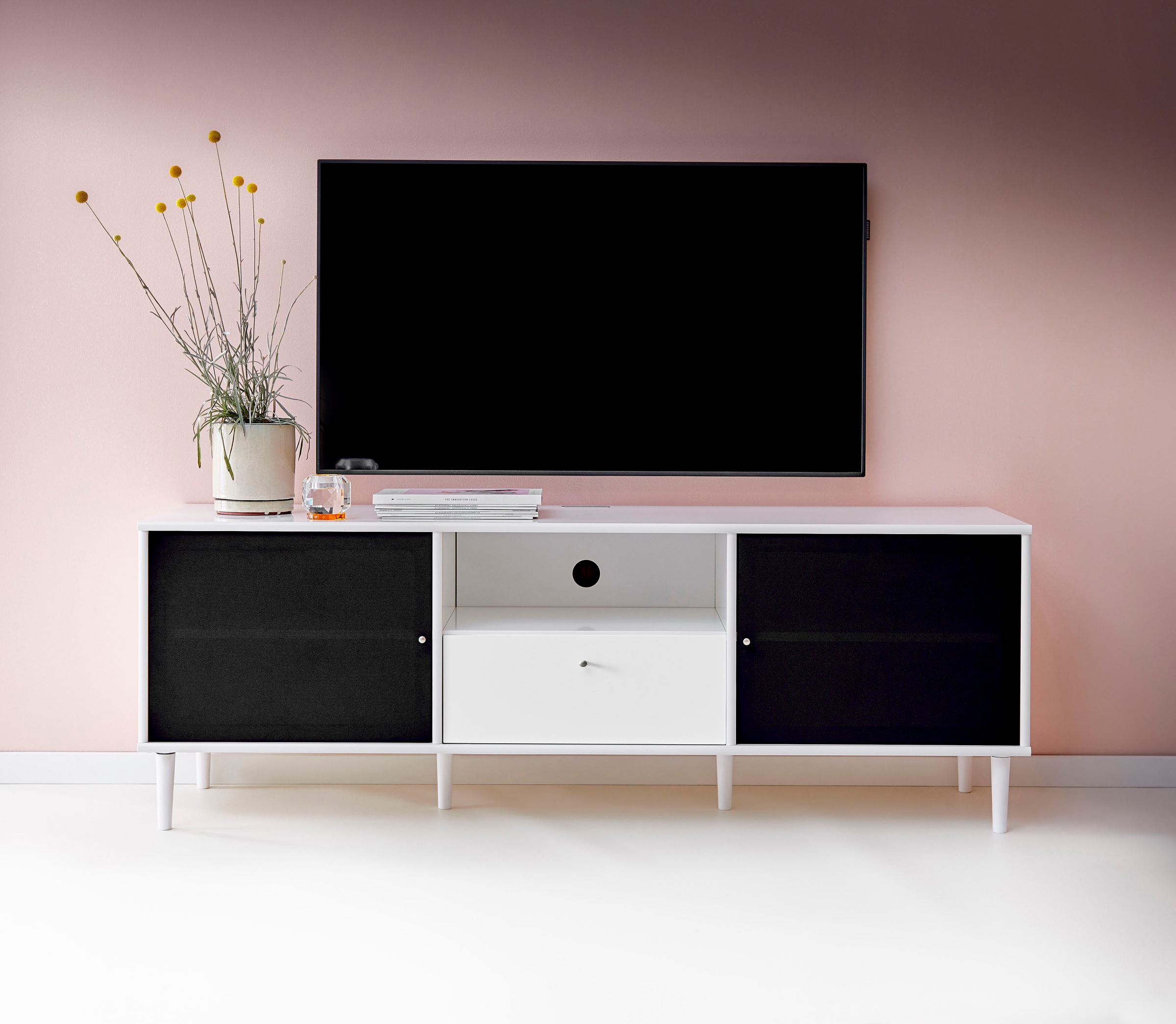 Hammel Furniture "Mistral Fernsehschrank, Medienmöbel, Hängend" mit Türen mit Akustikstoff, Kabeldurchführung, Lowboard, B: 161,5 cm