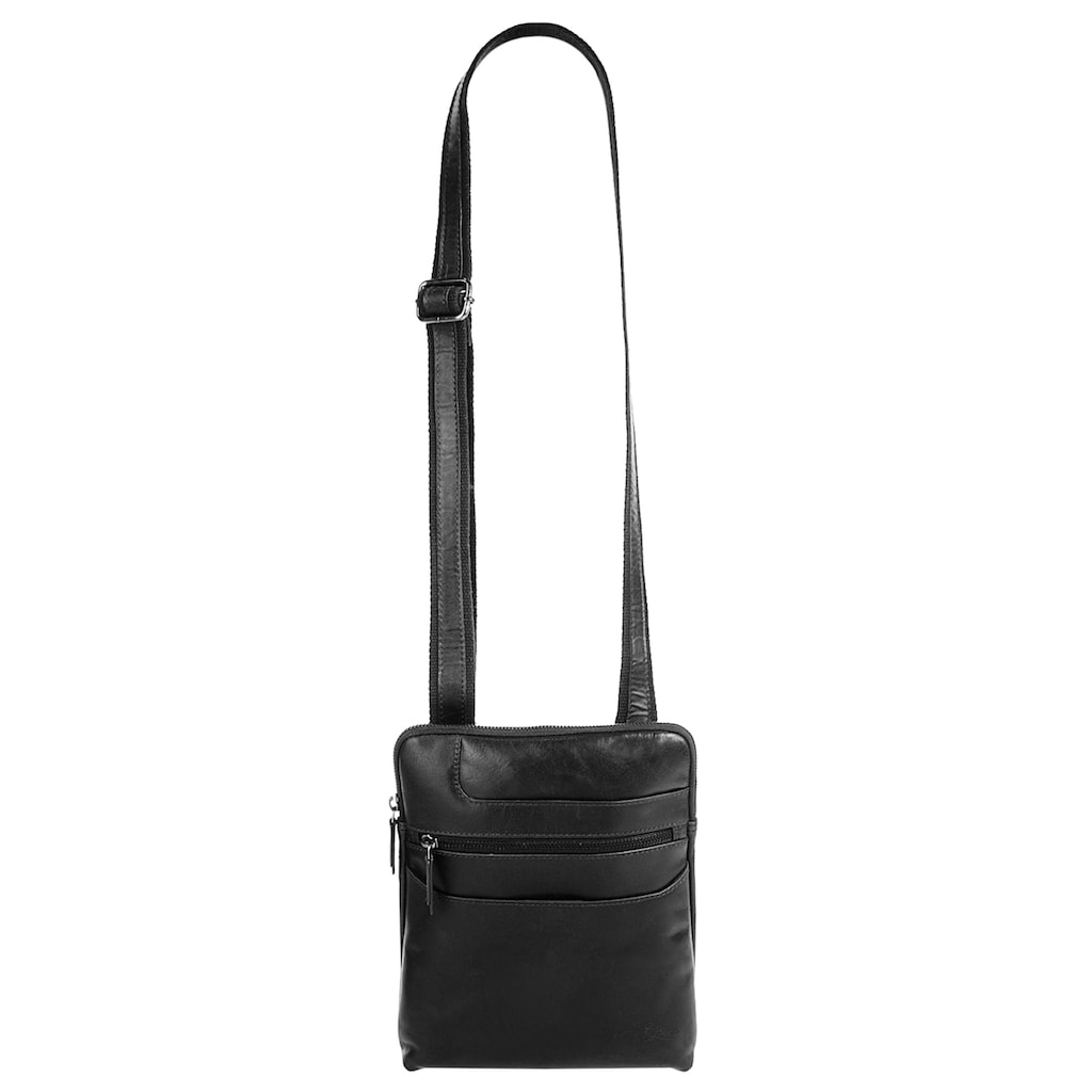 Damenmode Taschen X-Zone Umhängetasche, (1 tlg.), echt Leder schwarz