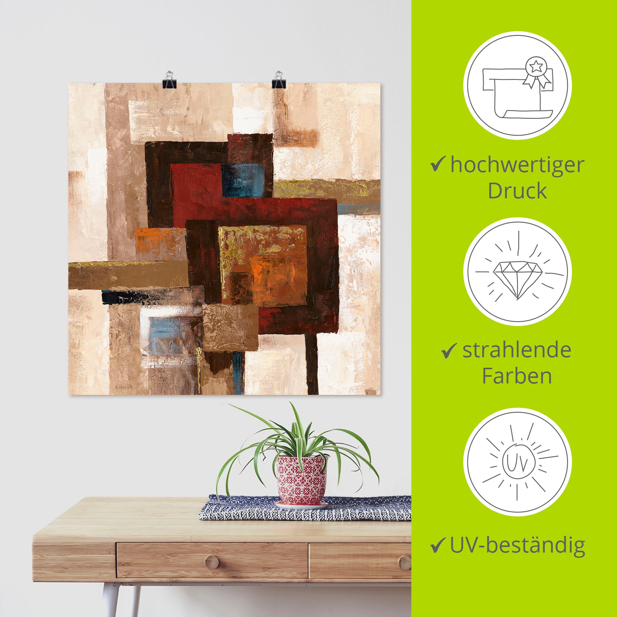 Artland Wandbild »Karos Abstrakt II«, Muster, (1 St.), als Leinwandbild, Poster in verschied. Größen
