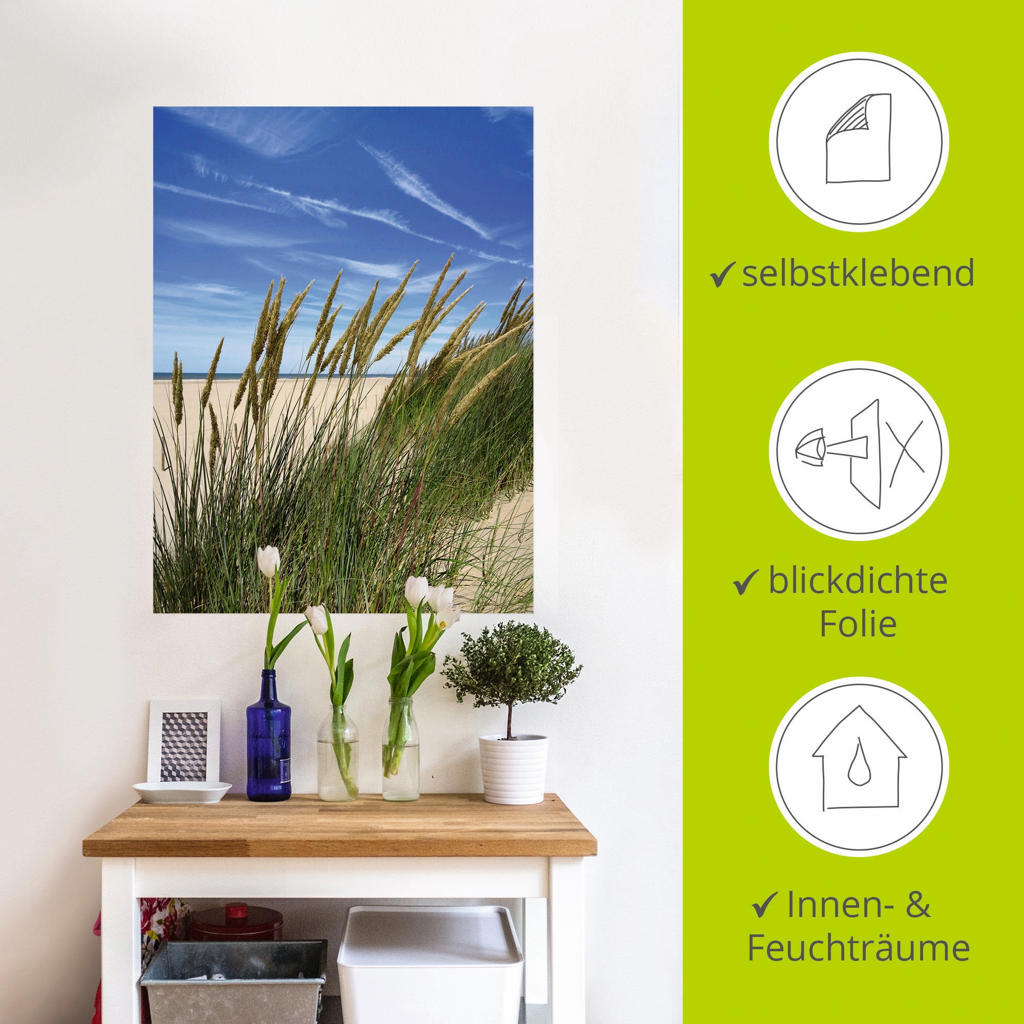 Artland Wandbild »Blühendes Strandgras«, Strand, (1 St.), als Leinwandbild, Wandaufkleber in verschied. Größen