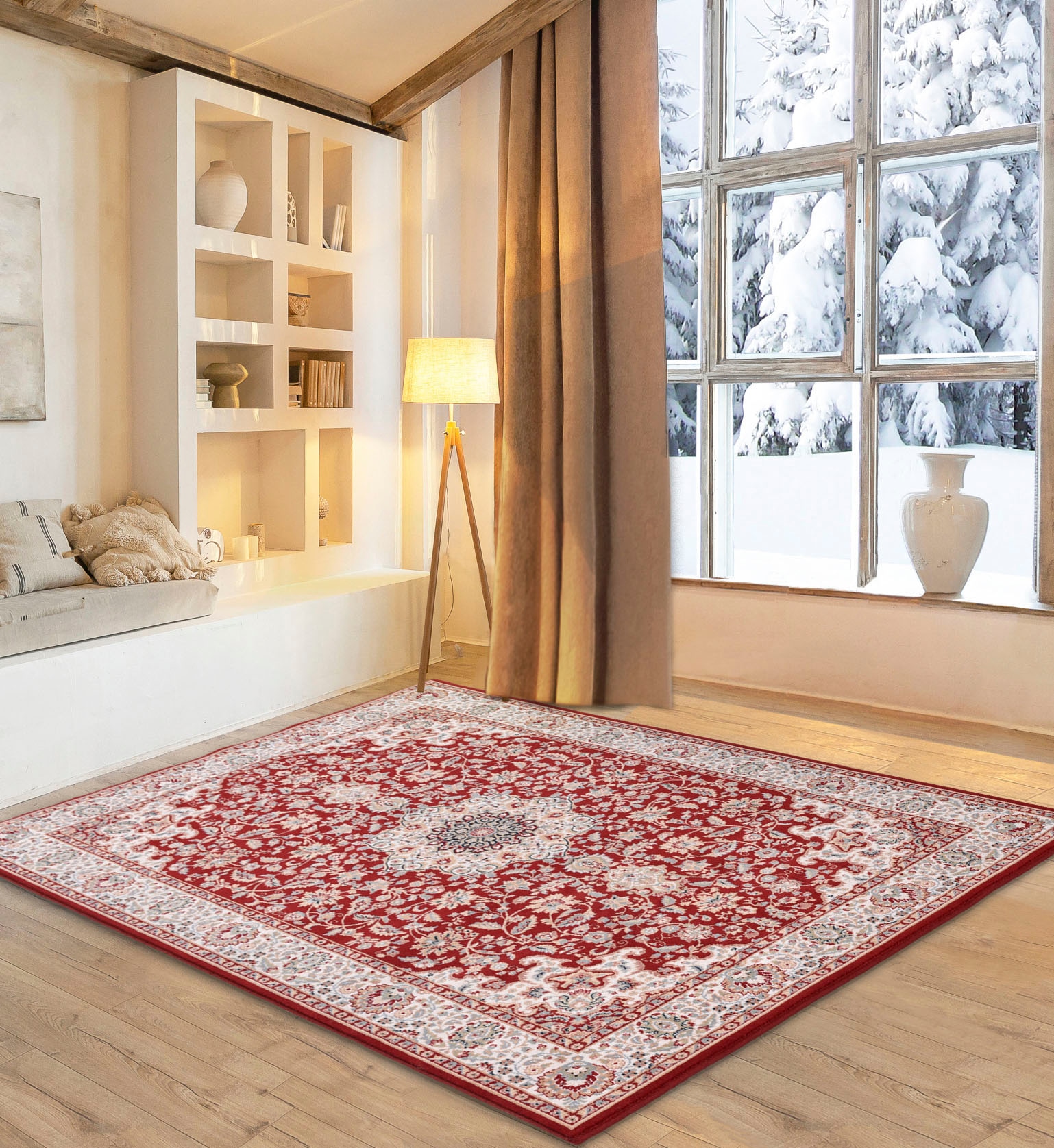 Wollteppich OTTO HOME "Oriental D1", rot, B:160cm H:10mm L:230cm, Schurwolle, Teppiche, reine Wolle, Orient-Optik, Wohnzimmer