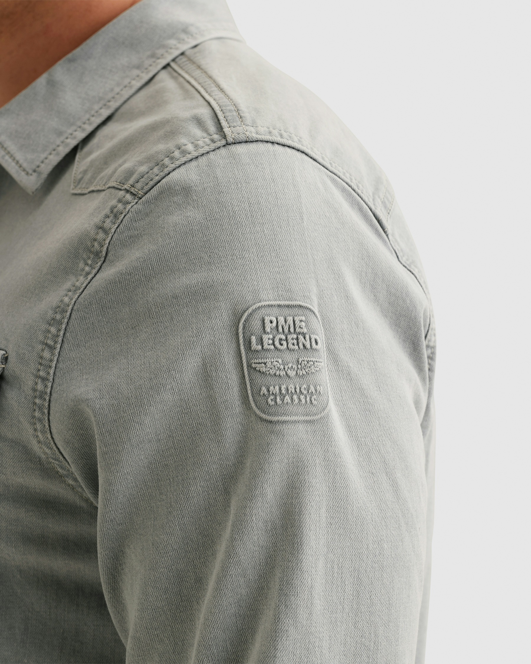 Thumbnail - PME LEGEND Jeanshemd "Denim Shirts Sunset Greyblue Shade" mit Druckknopfleiste