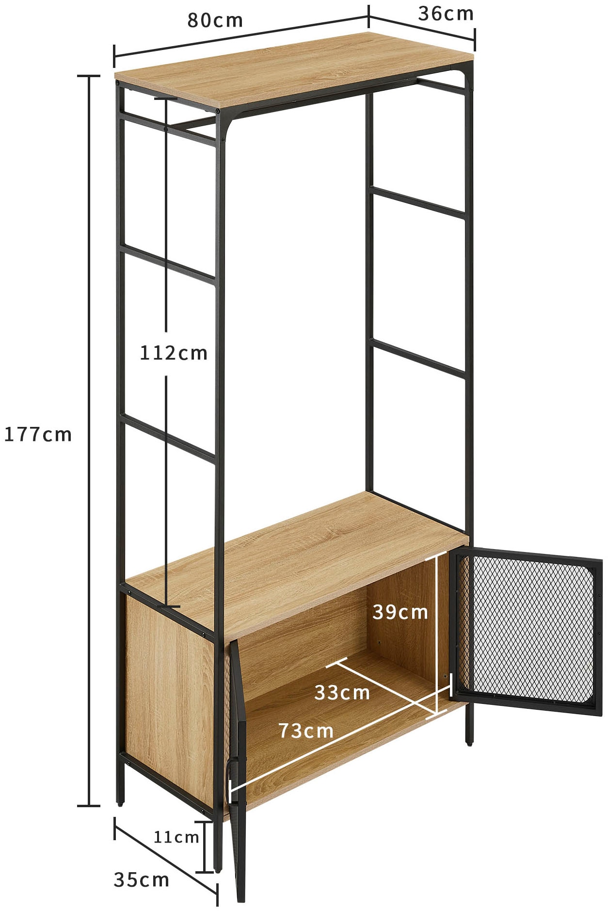 OTTO home Regal »Amance« robust, natürliche Materialien, Metallgestell, Höhe 177 cm