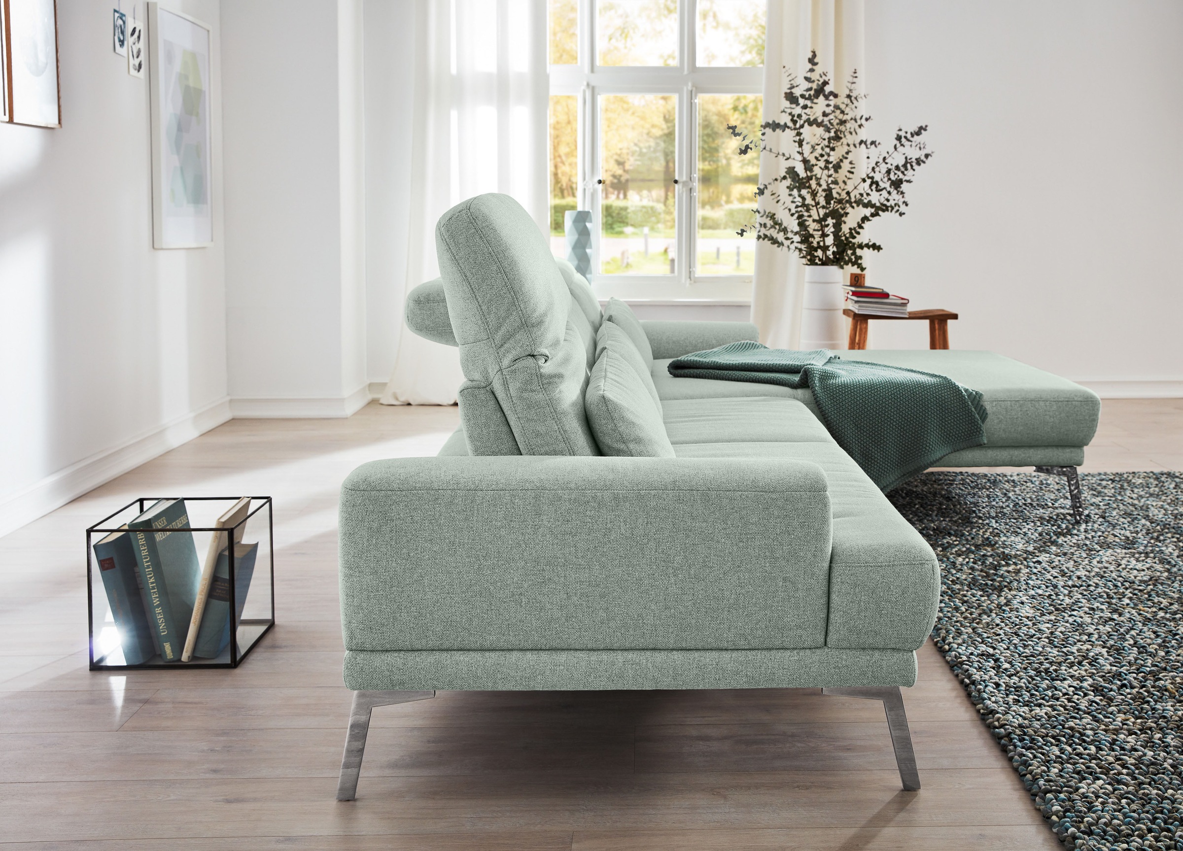 Musterring Ecksofa »MR 4580«, mit Kopf- und Sitztiefenverstellung, Metallfuß chrom, 288 x 193/220cm