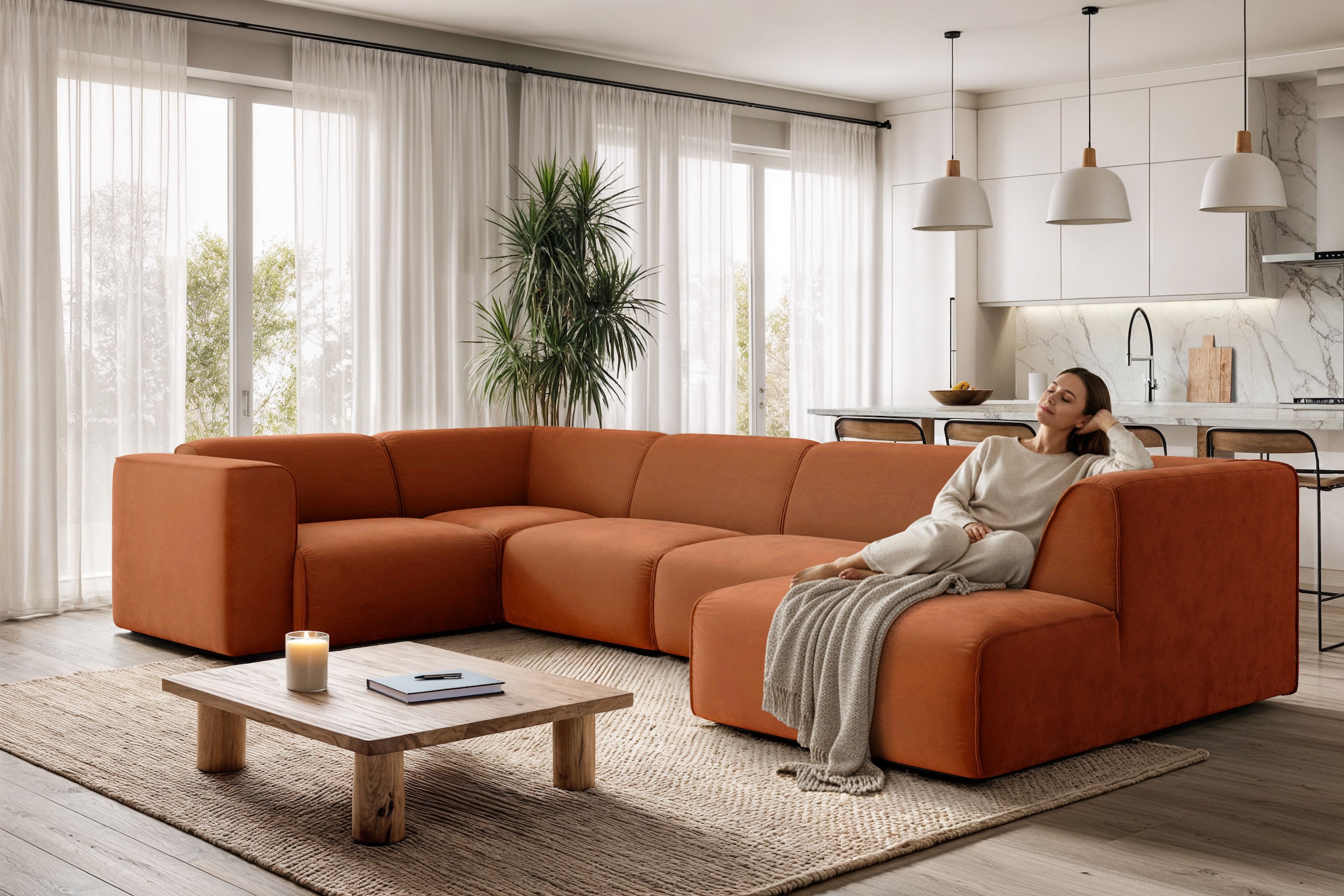 OTTO home Wohnlandschaft "Merid U-Form, B: 367 cm" jederzeit durch Module e günstig online kaufen