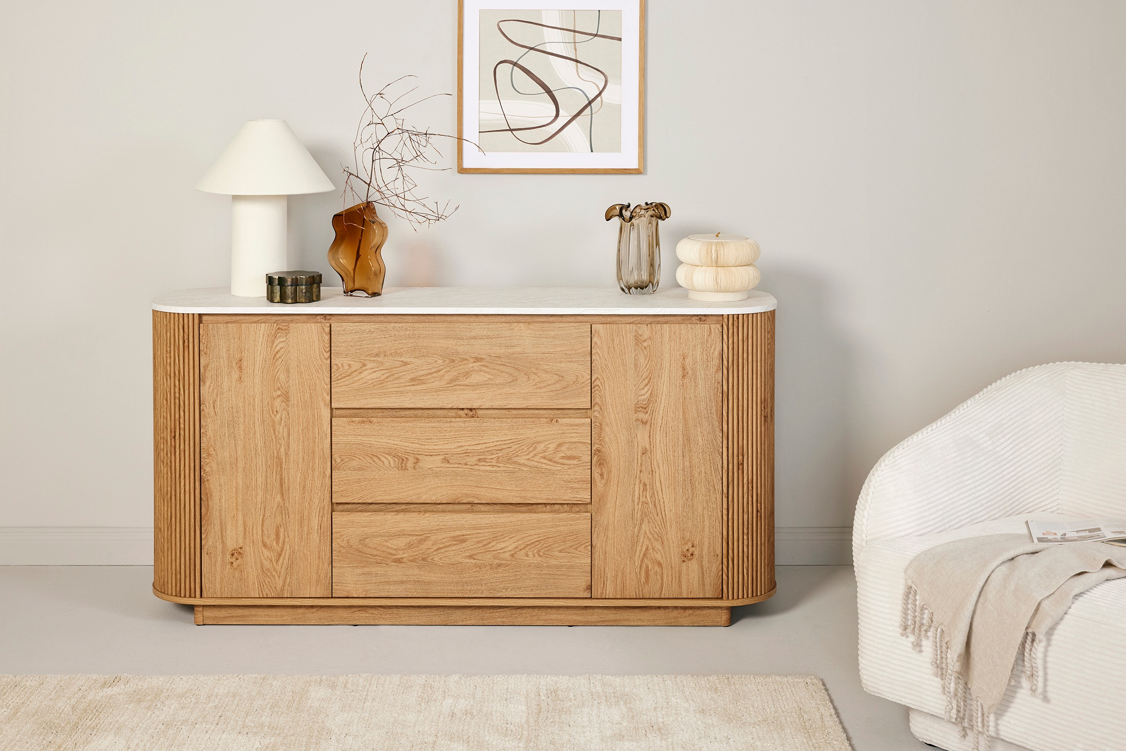 Jahnke Sideboard "GROOVE SB 160", (1 St.), Sideboard, abgerundet, Marmor-Lo günstig online kaufen
