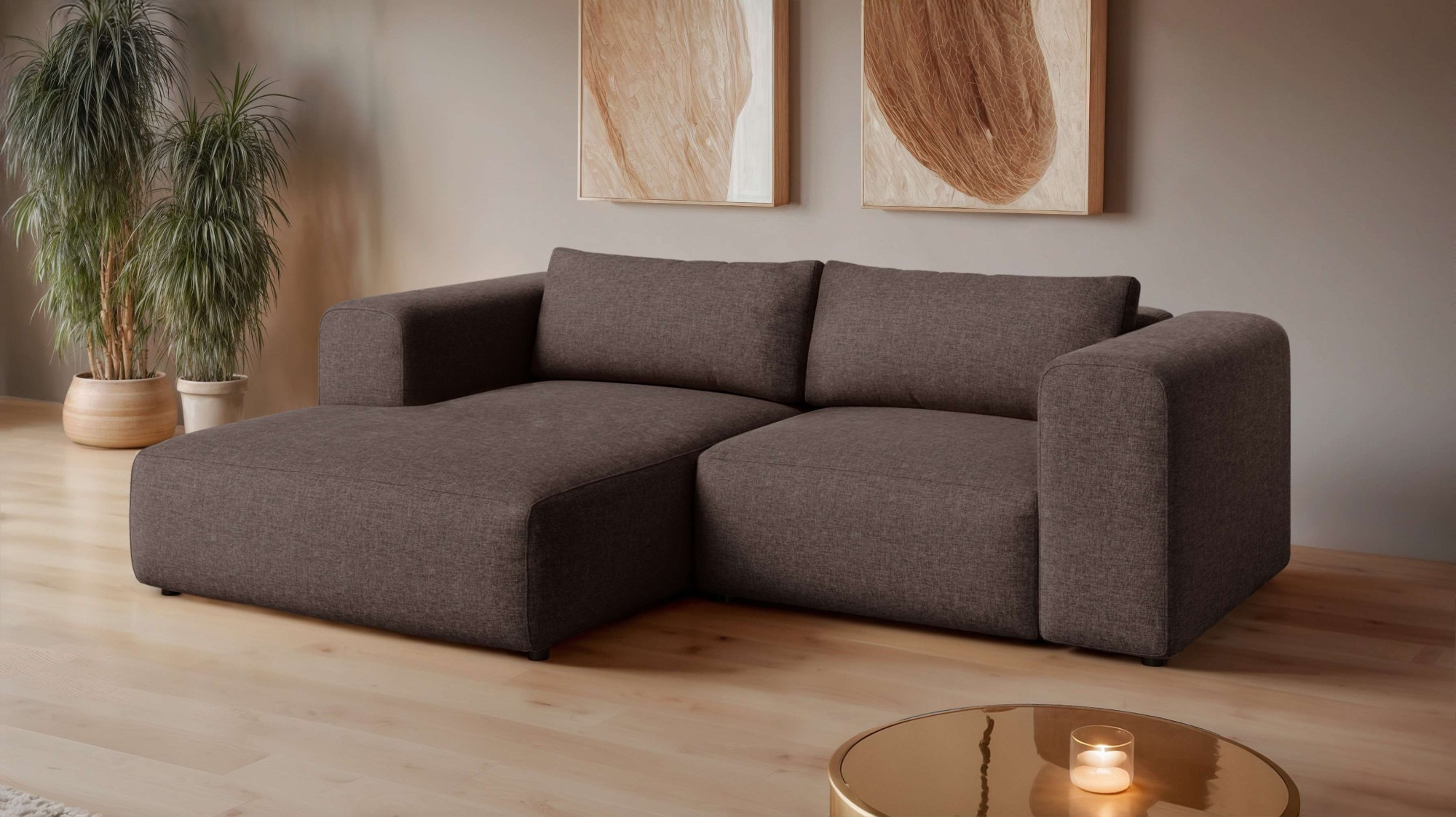 OTTO home Ecksofa »TIARRA Design-Sofa mit Ottomane recht/links bestellbar, Breite 241 cm« L-Form mit hochelastischer Schaum und Wellenunterfederung