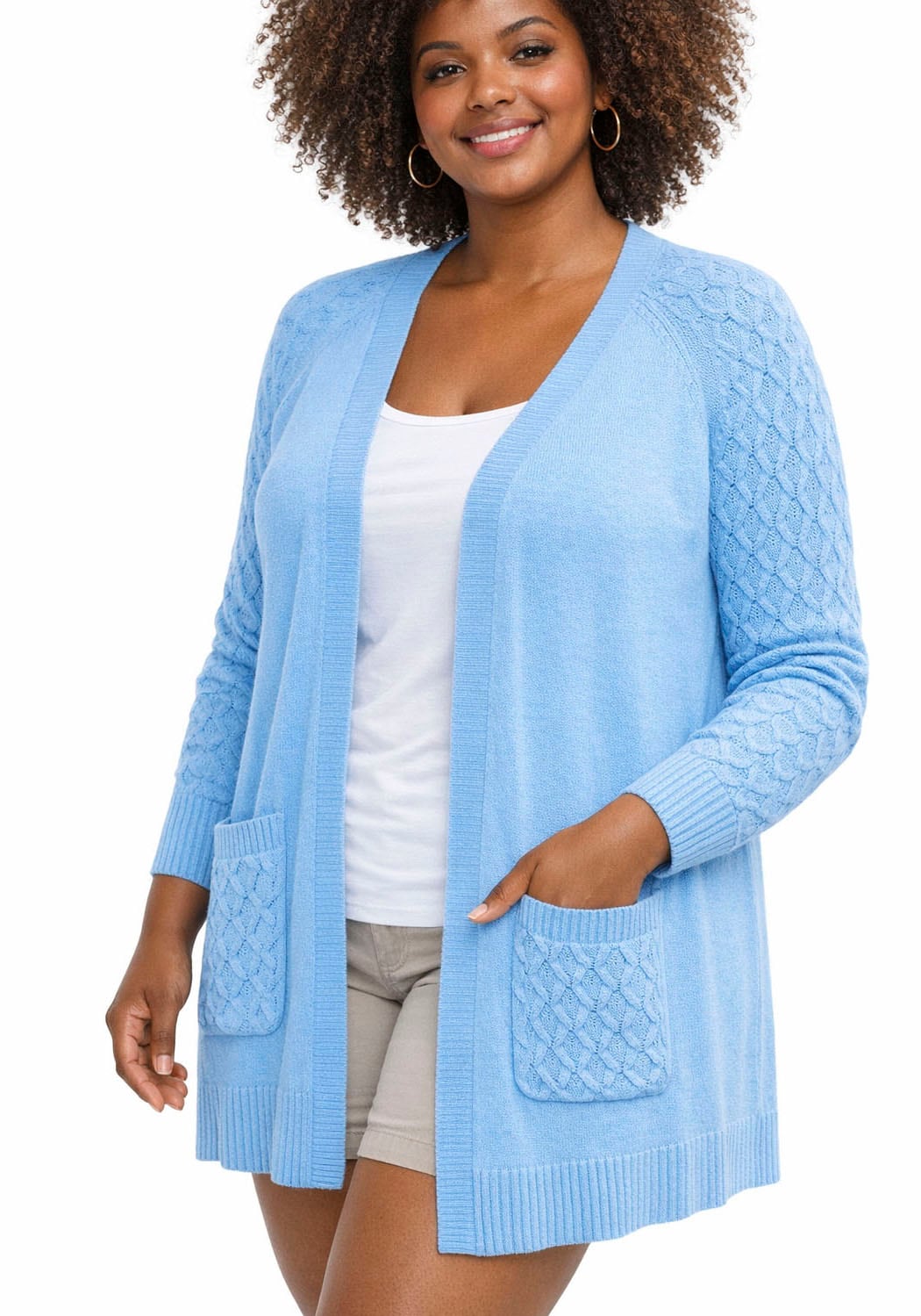 KangaROOS Cardigan casual Stil, bequeme Passform, mit Raglanärmeln, große Größen