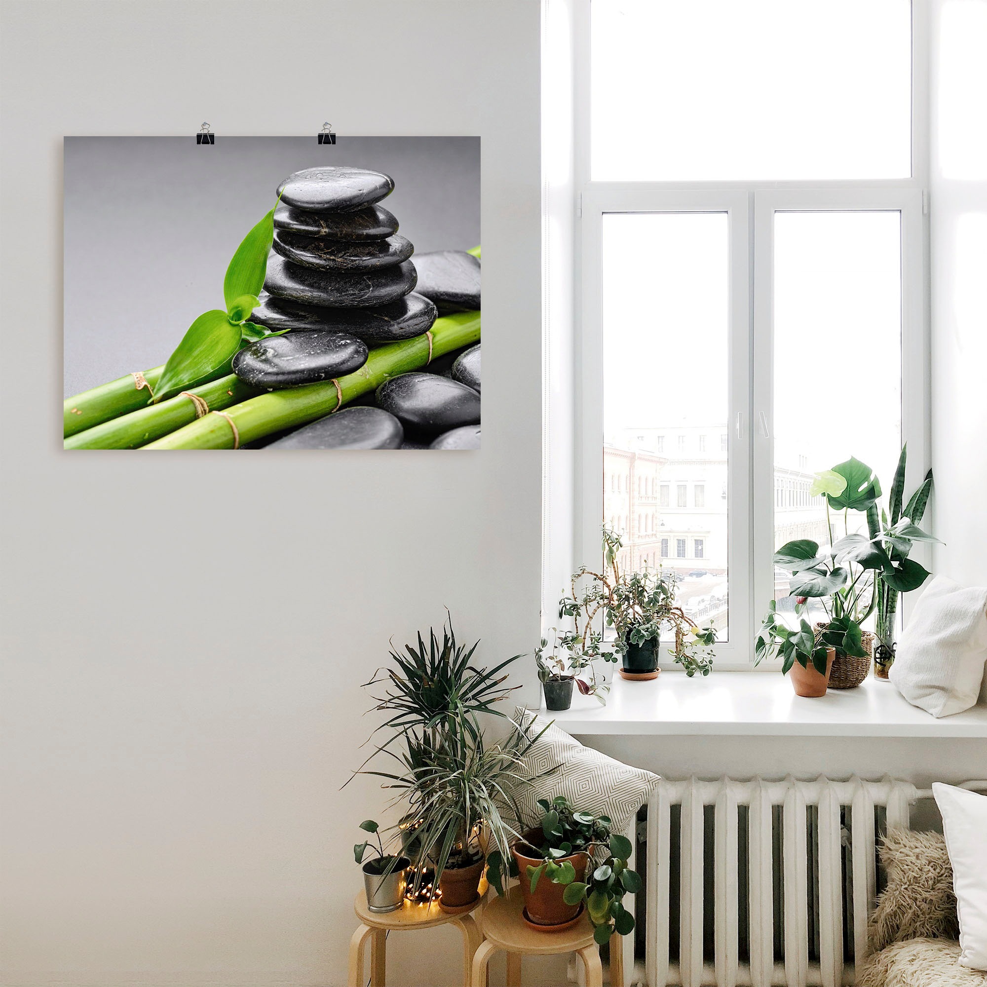 Artland Wandfolie »Basalt Steine und Bambus«, Zen, (1 St.), selbstklebend