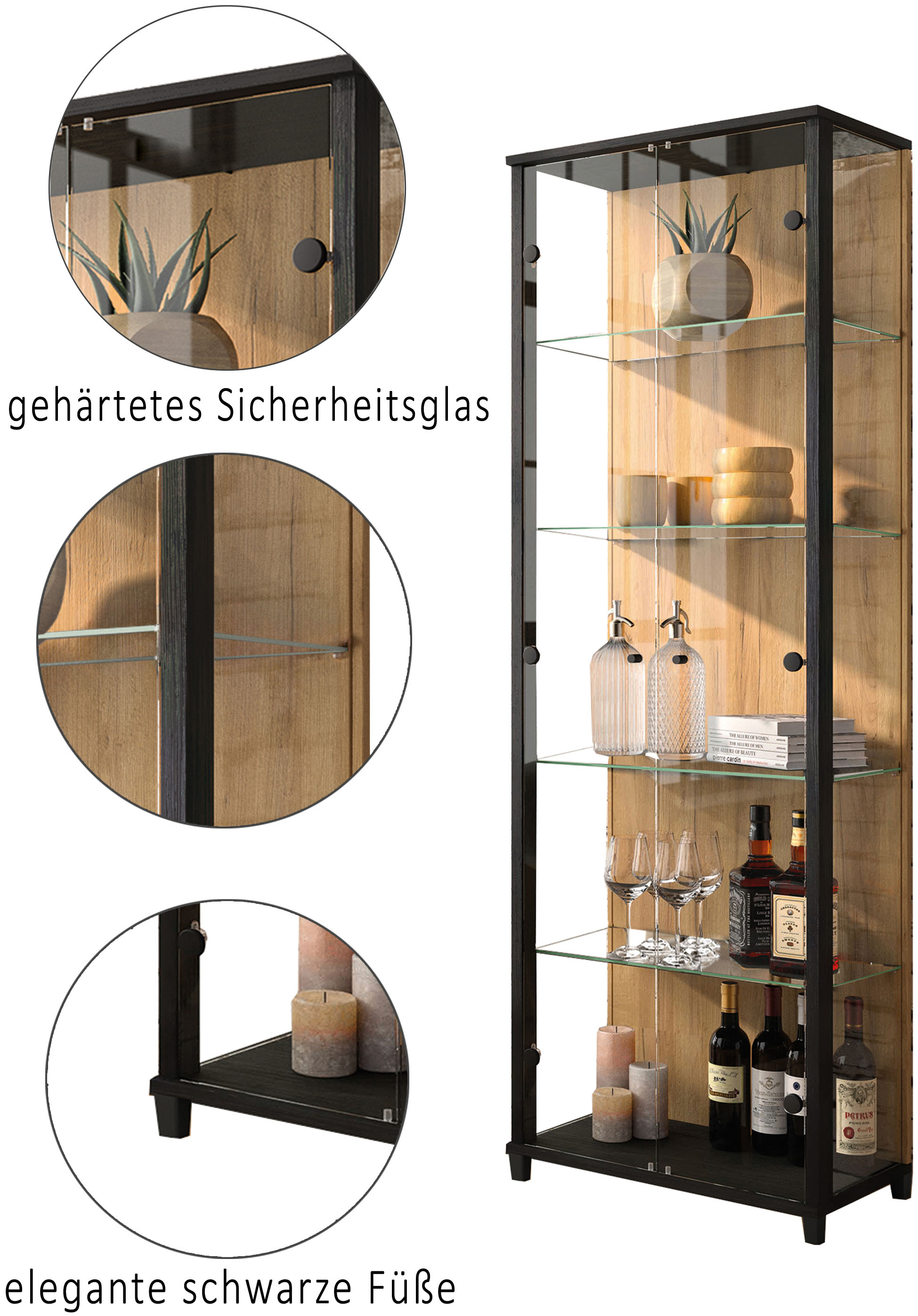 Thumbnail - fif möbel Vitrine "OPTIMA" Standvitrine, Vitrinenschrank, Glasvitrine, Sammlervitrine