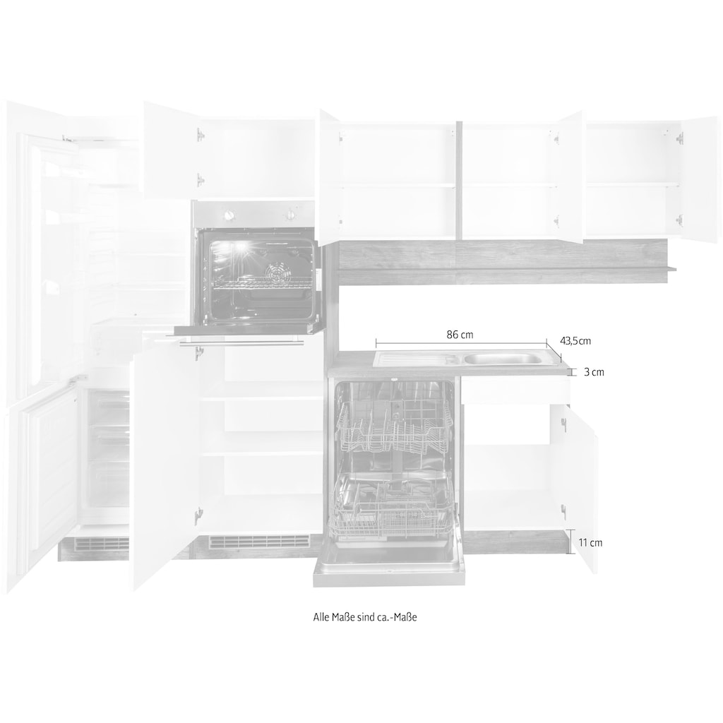 HELD MÖBEL Küche »Virginia«, Stellbreite 290/190 cm cm, wahlweise mit Induktion